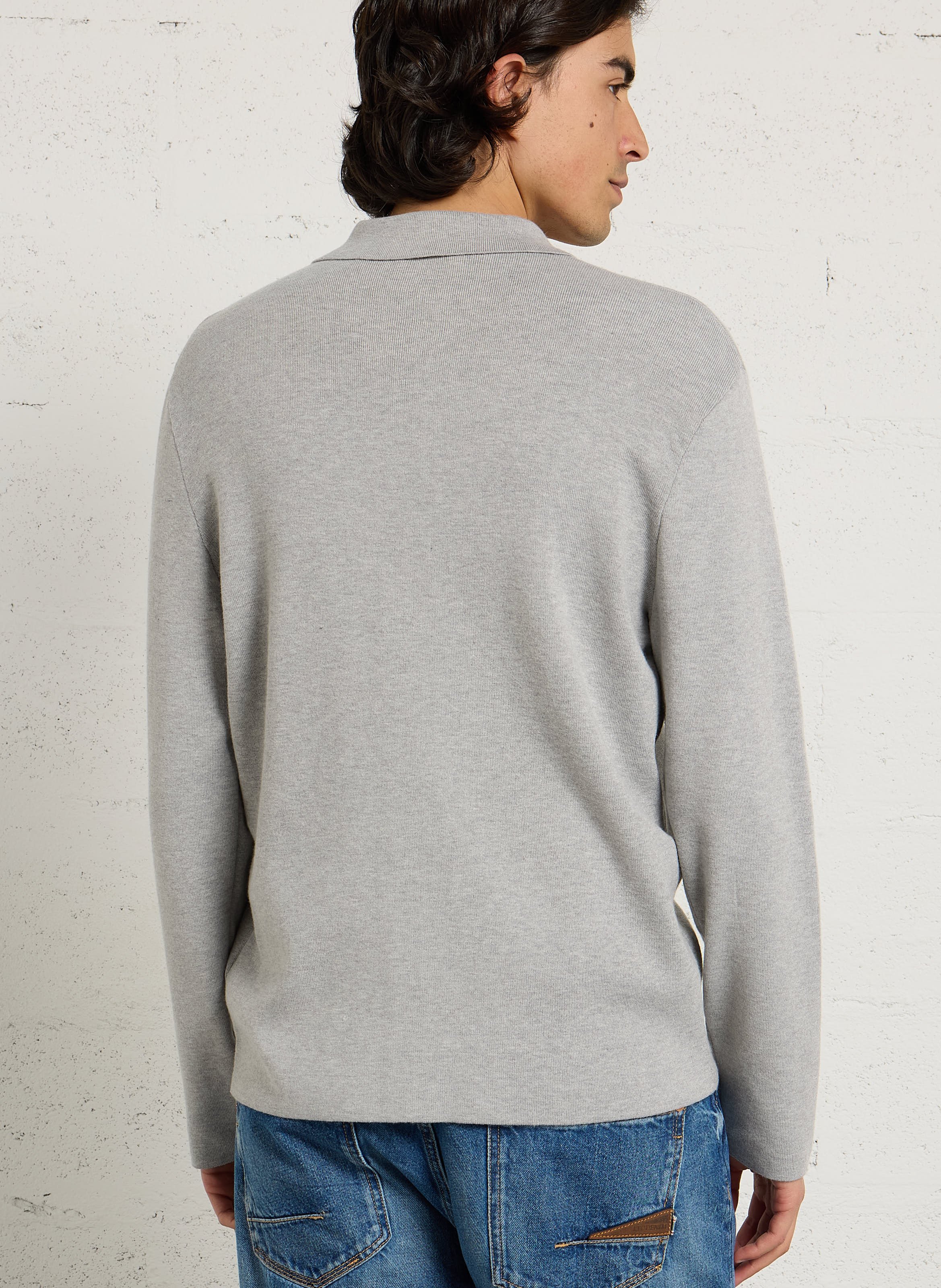 Cardigan droit col classique en maille IKKS Gris