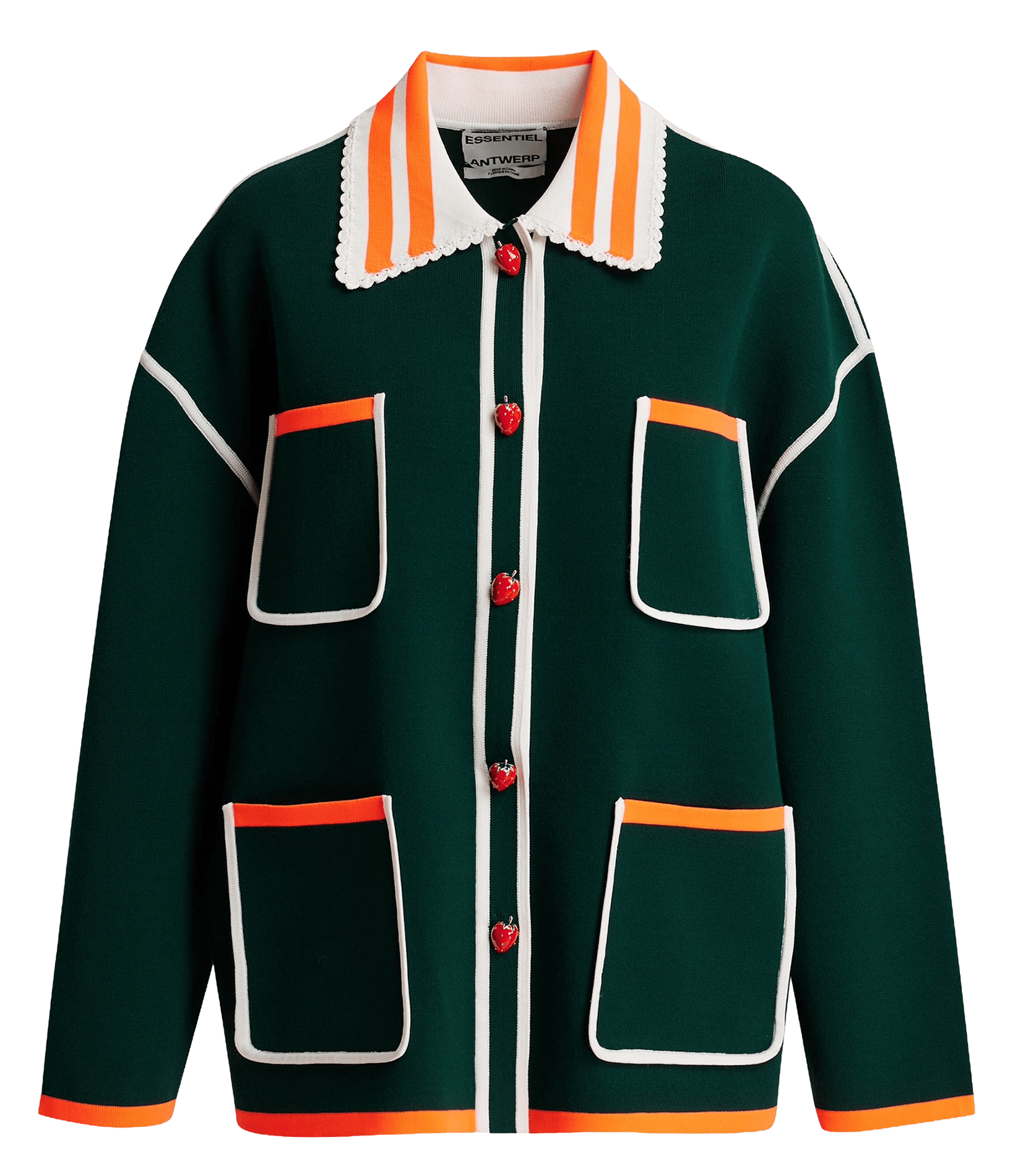 Cardigan oversize col classique kokorico ESSENTIEL ANTWERP Vert