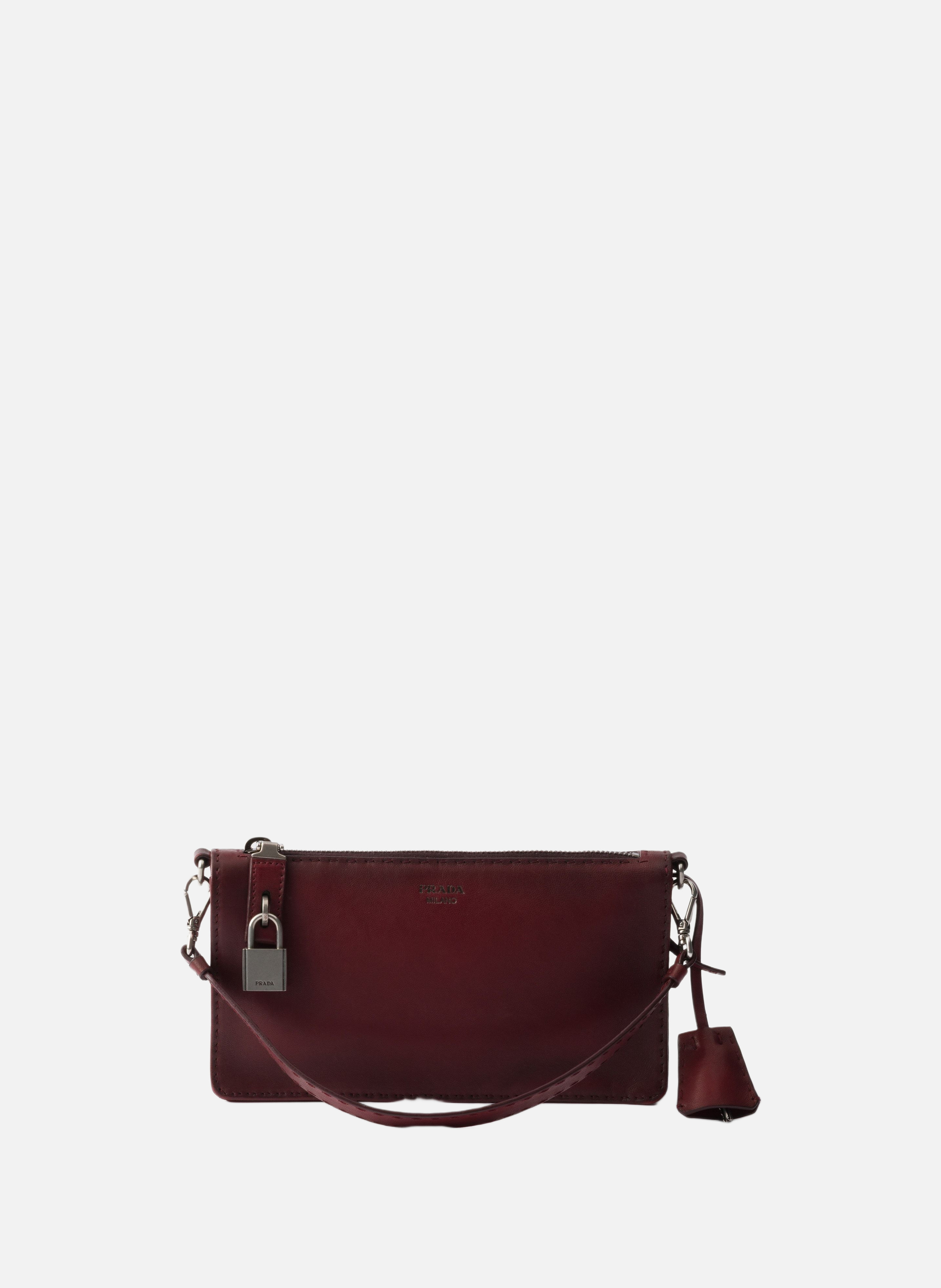 Pochette en cuir vieilli PRADA Rouge