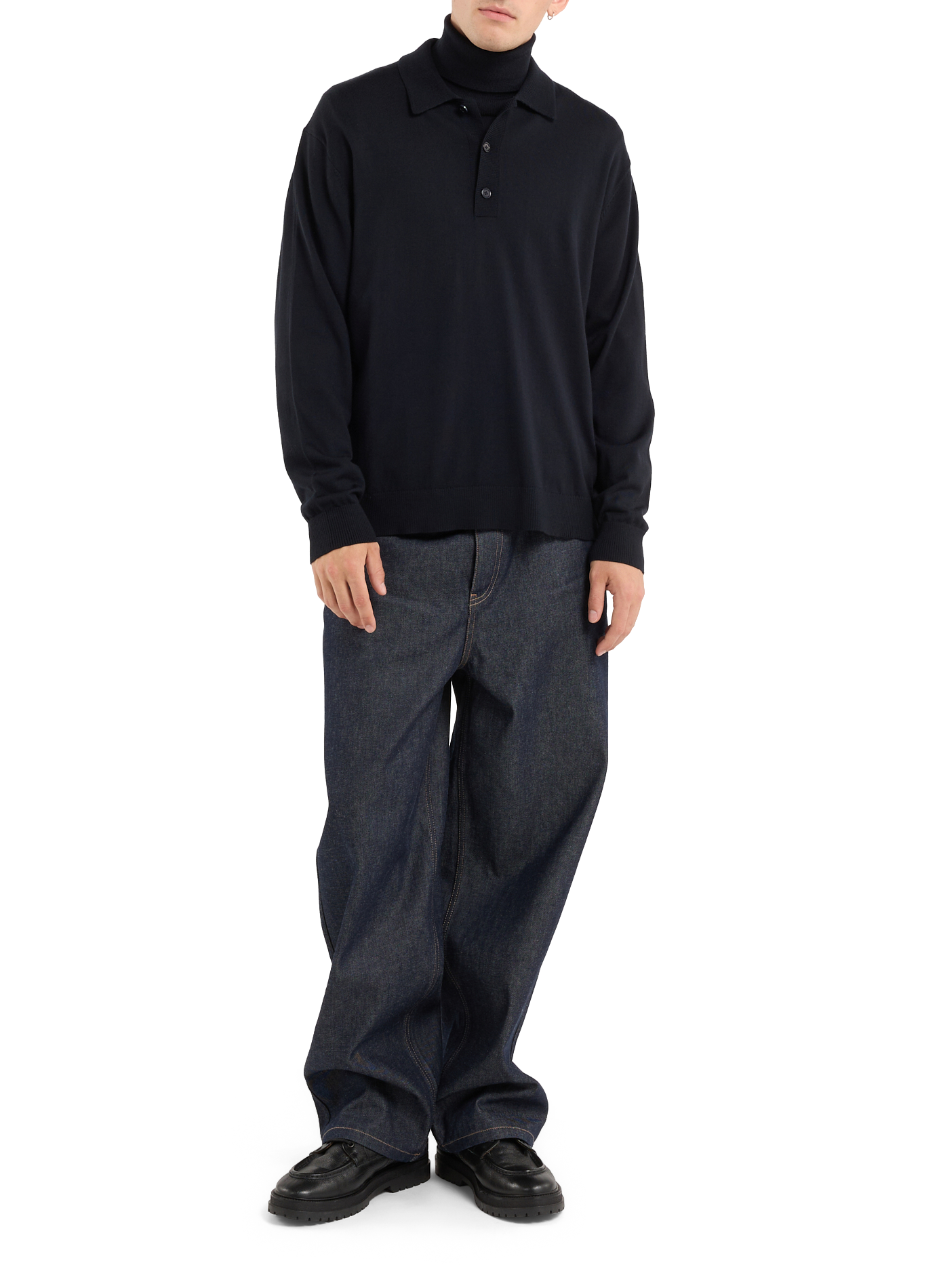 Merino wool polo neck sweater SAISON 1865 Blue