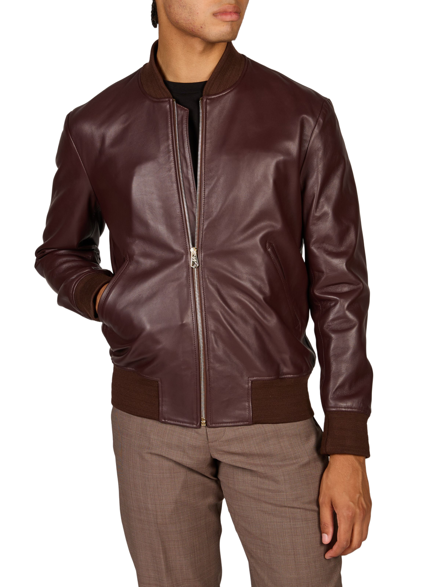 Blouson droit en cuir PAUL SMITH Rouge