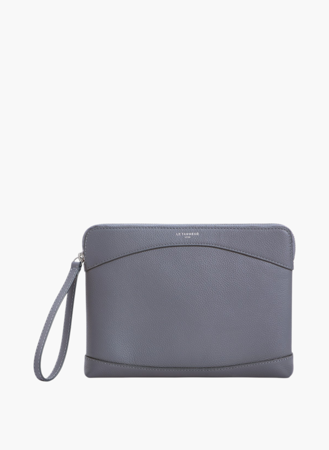 Pochette zippée en cuir grainé LE TANNEUR Bleu