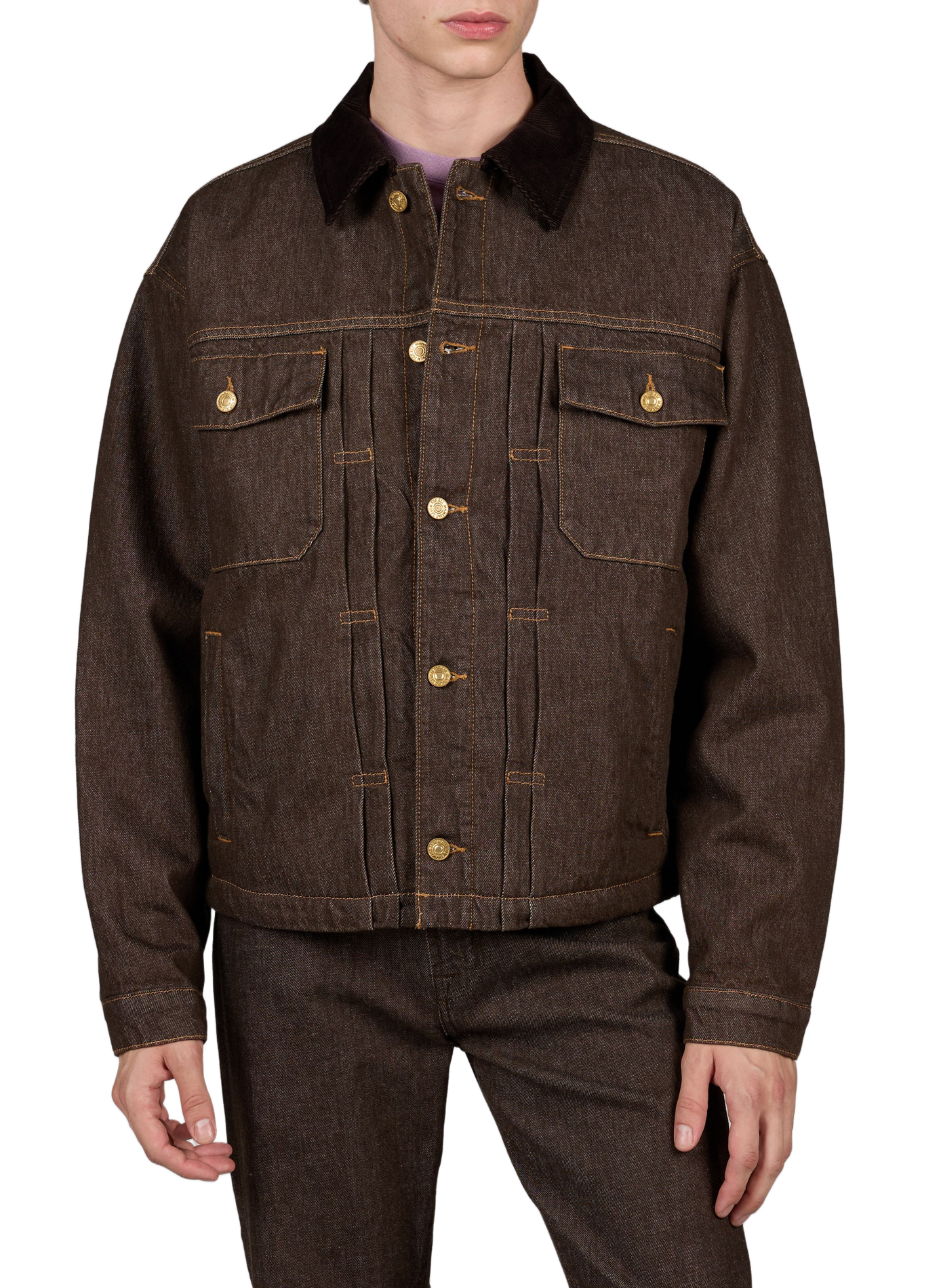Straight denim jacket in cotton 7 FOR ALL MANKIND Brown