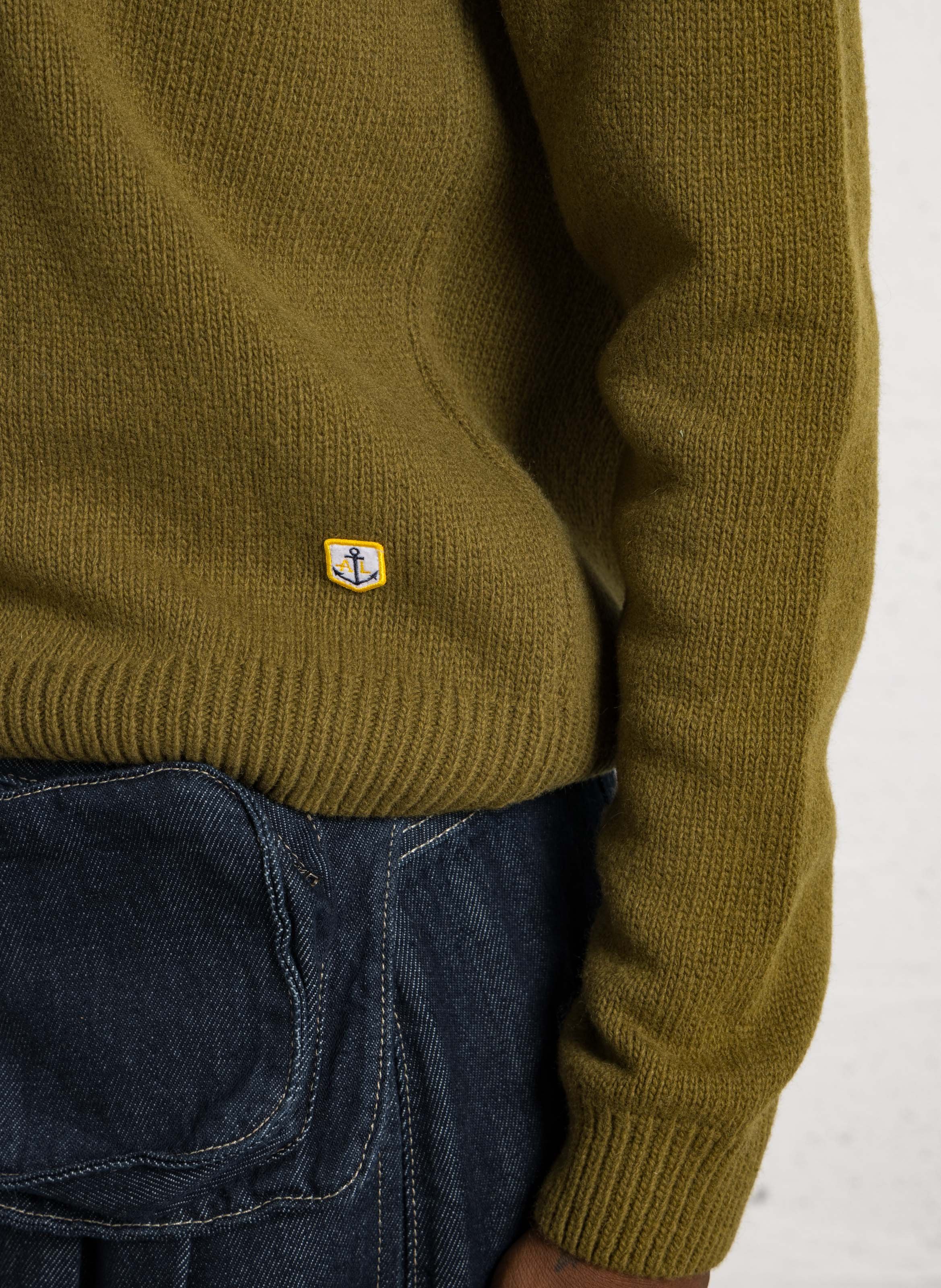 Rechte wollen trui met ronde hals in heritage-stijl. | Groen ARMOR-LUX Dames