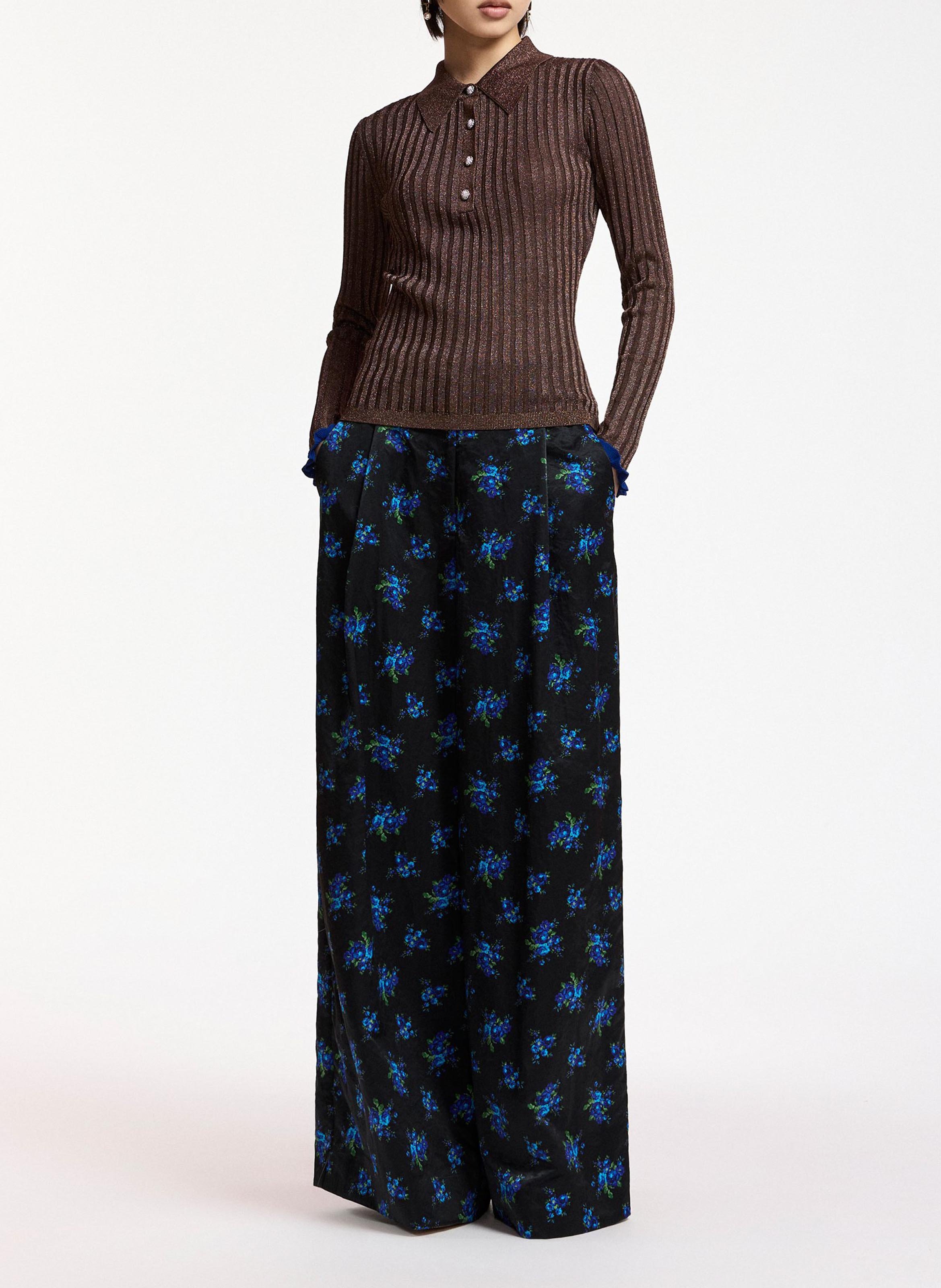 Polo manches longues moulant côtelé karan ESSENTIEL ANTWERP Marron