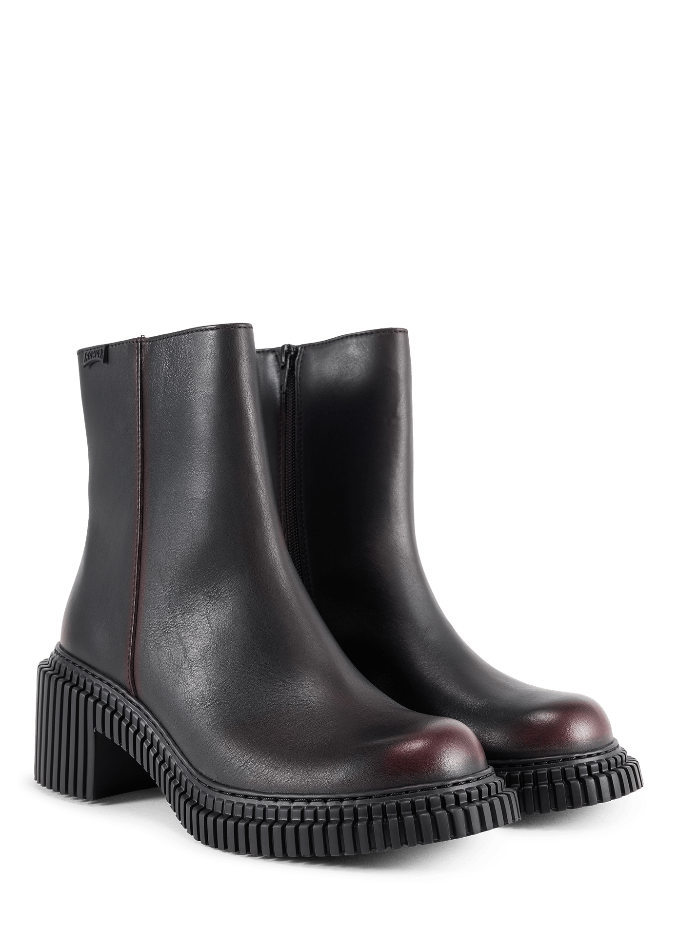Grooved leather ankle boots CAMPER Black