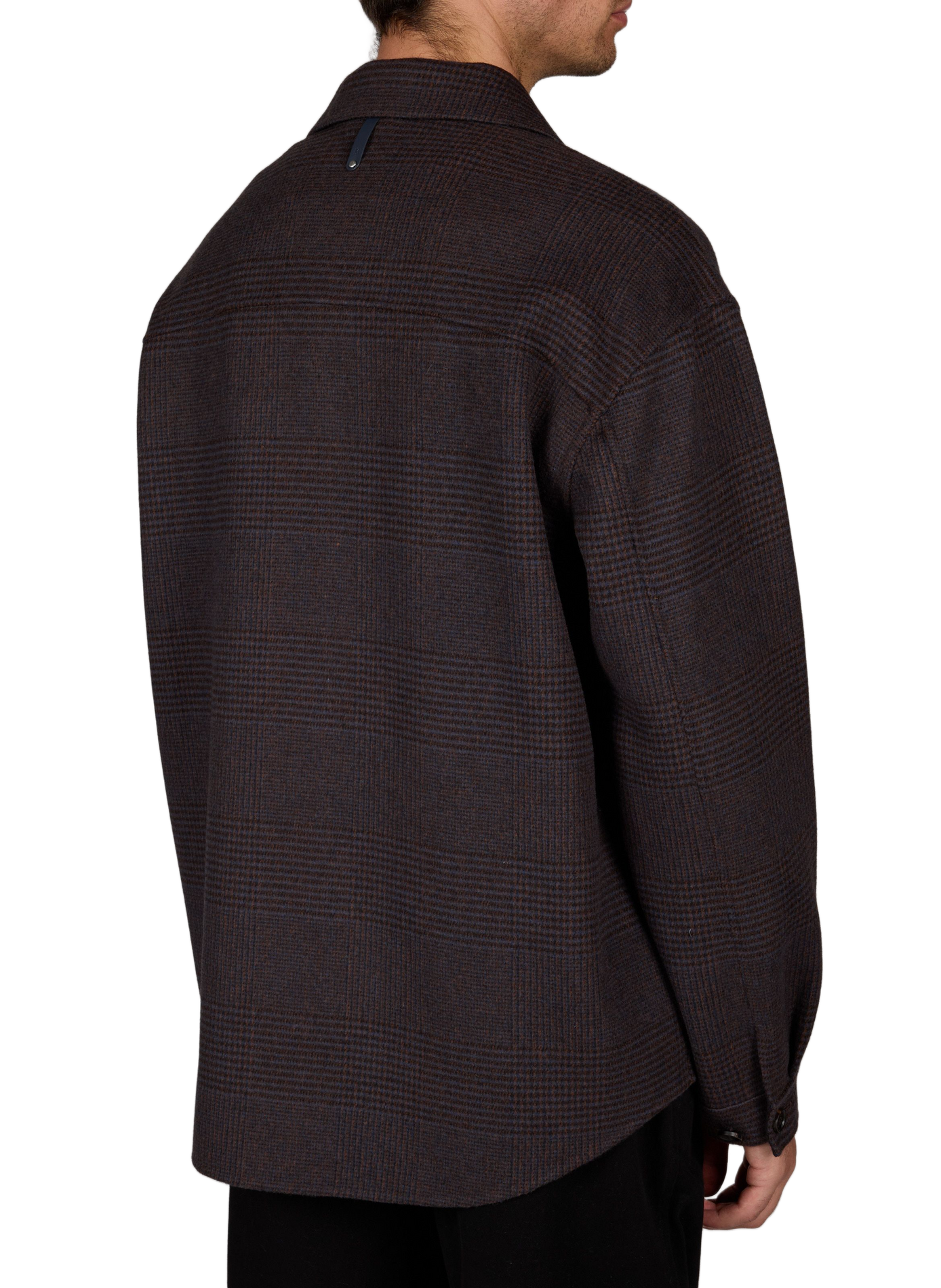 Emmanuel-Pl oversized checkered wool blend shirt. MACKAGE Brown