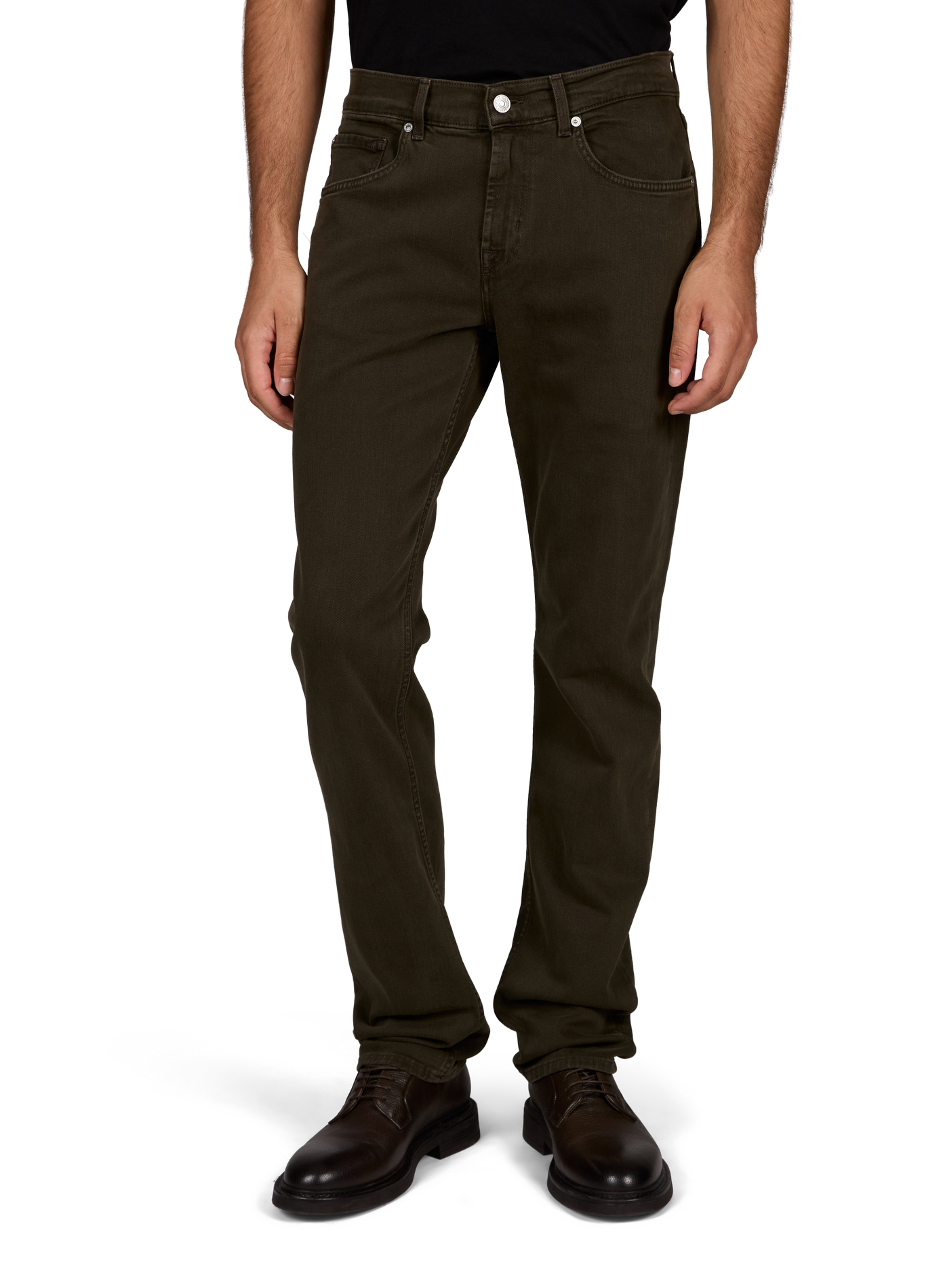 Rechte jeans met normale taille van gemengd katoen. 7 FOR ALL MANKIND Groen