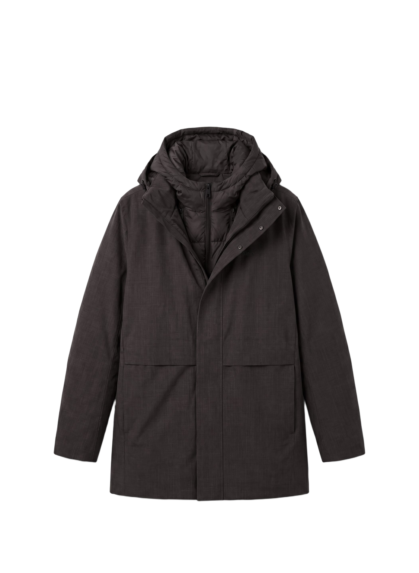 Parka mi-longue double col à capuche CALVIN KLEIN Gris
