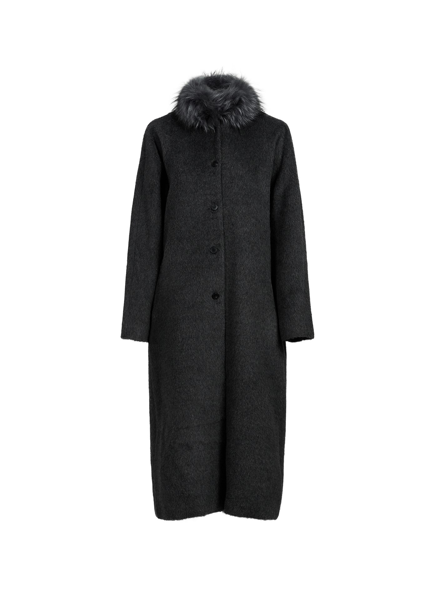 Manteau long Cléo en laine et alpaga VIKTORIA CHAN Gris