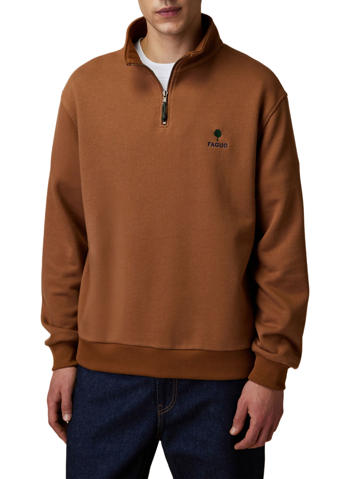 Gerader Sweatshirt mit Stehkragen aus Baumwollmischung FAGUO Braun