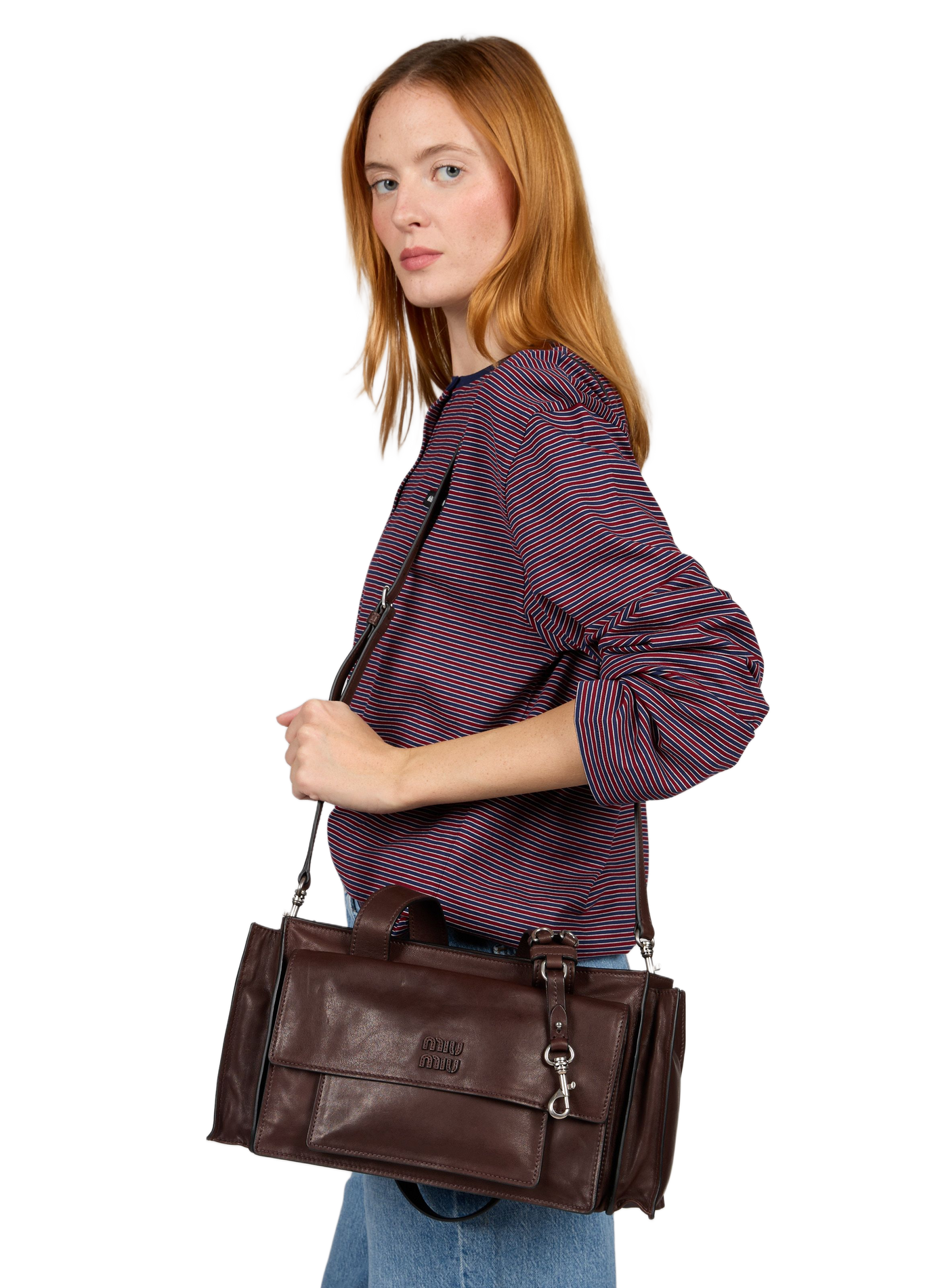 Utilitytas van leer MIU MIU Bruin