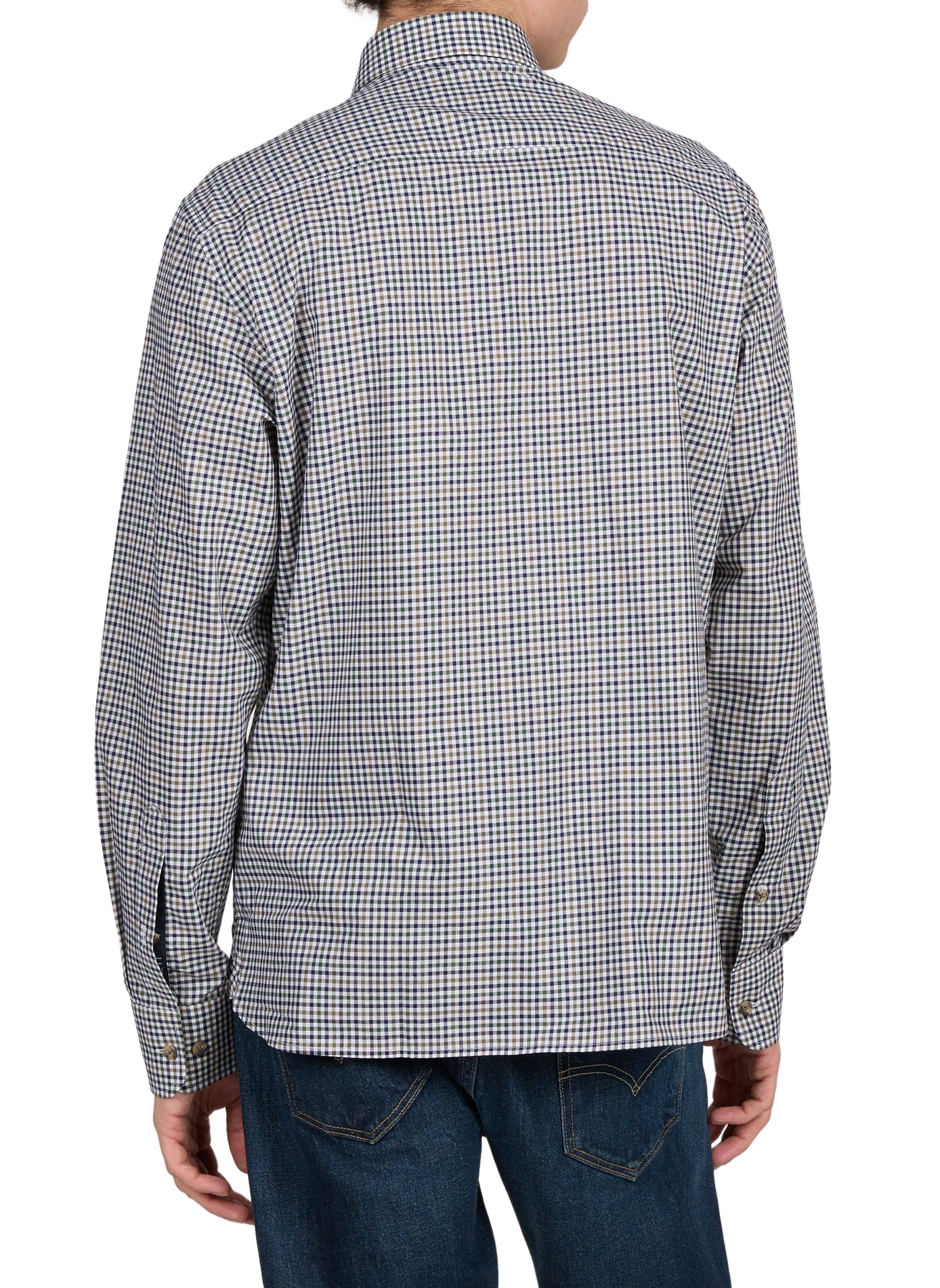 Straight checked cotton shirt with button-down collar HACKETT Green