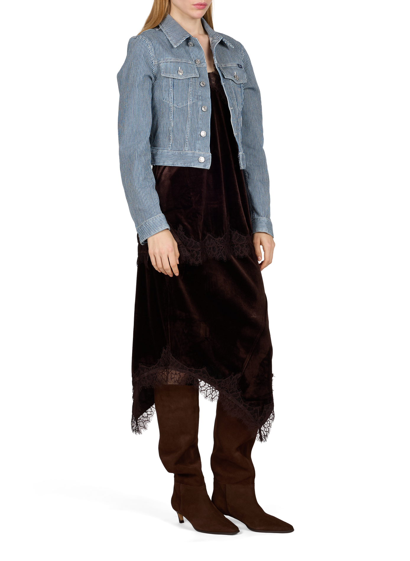 SHRUN striped cropped jacket 7 FOR ALL MANKIND Blue