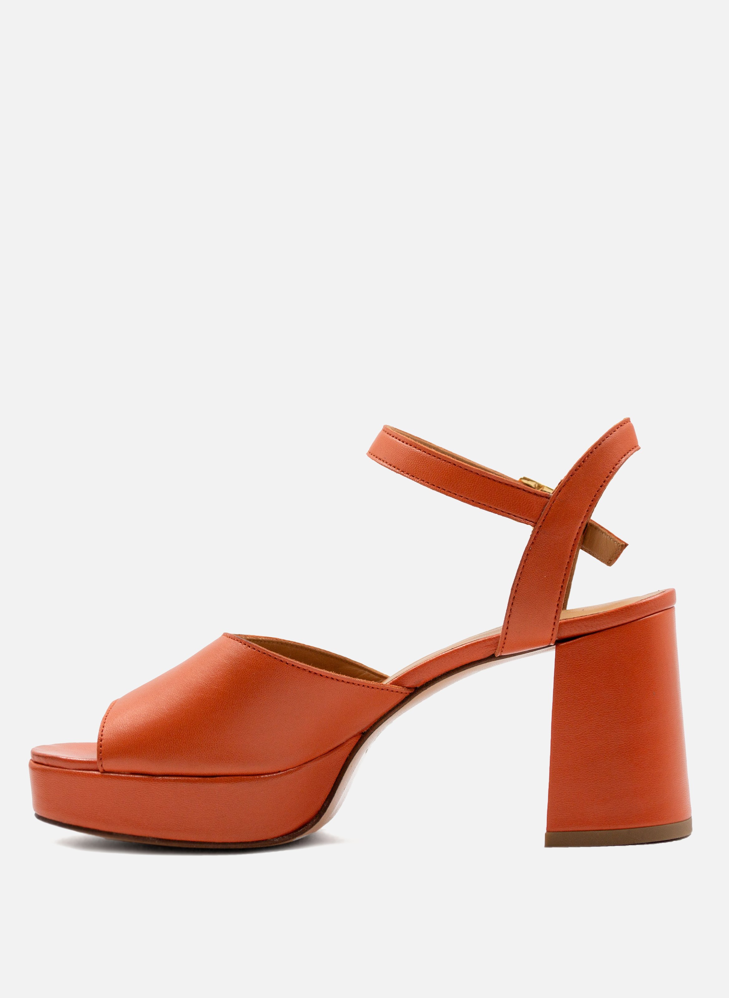 Sandales plateforme cuir lisse JULES & JENN Orange