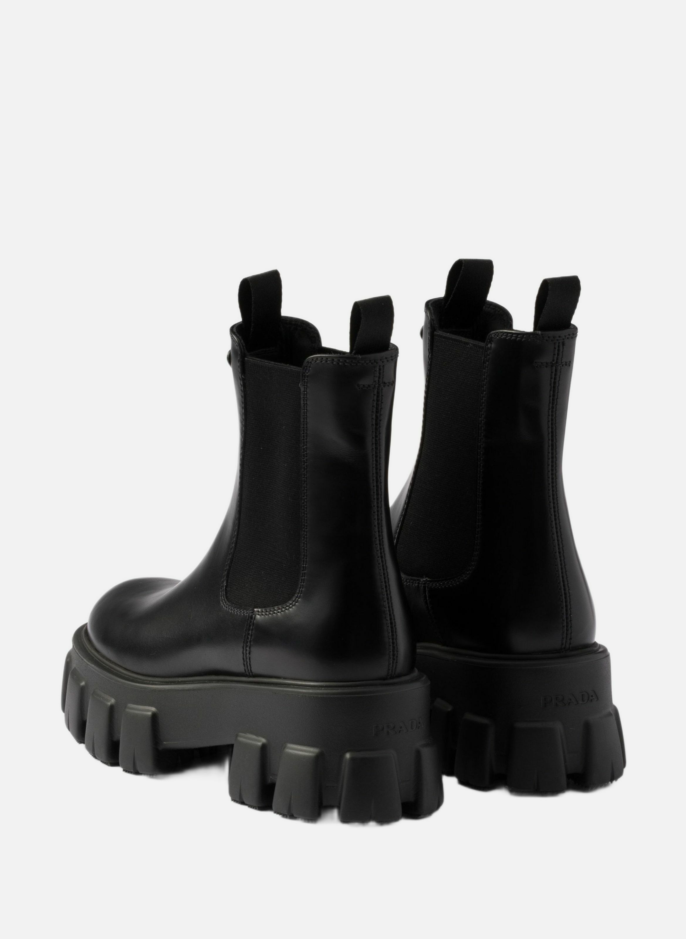 Bottines chelsea monolith en cuir brossé PRADA Noir