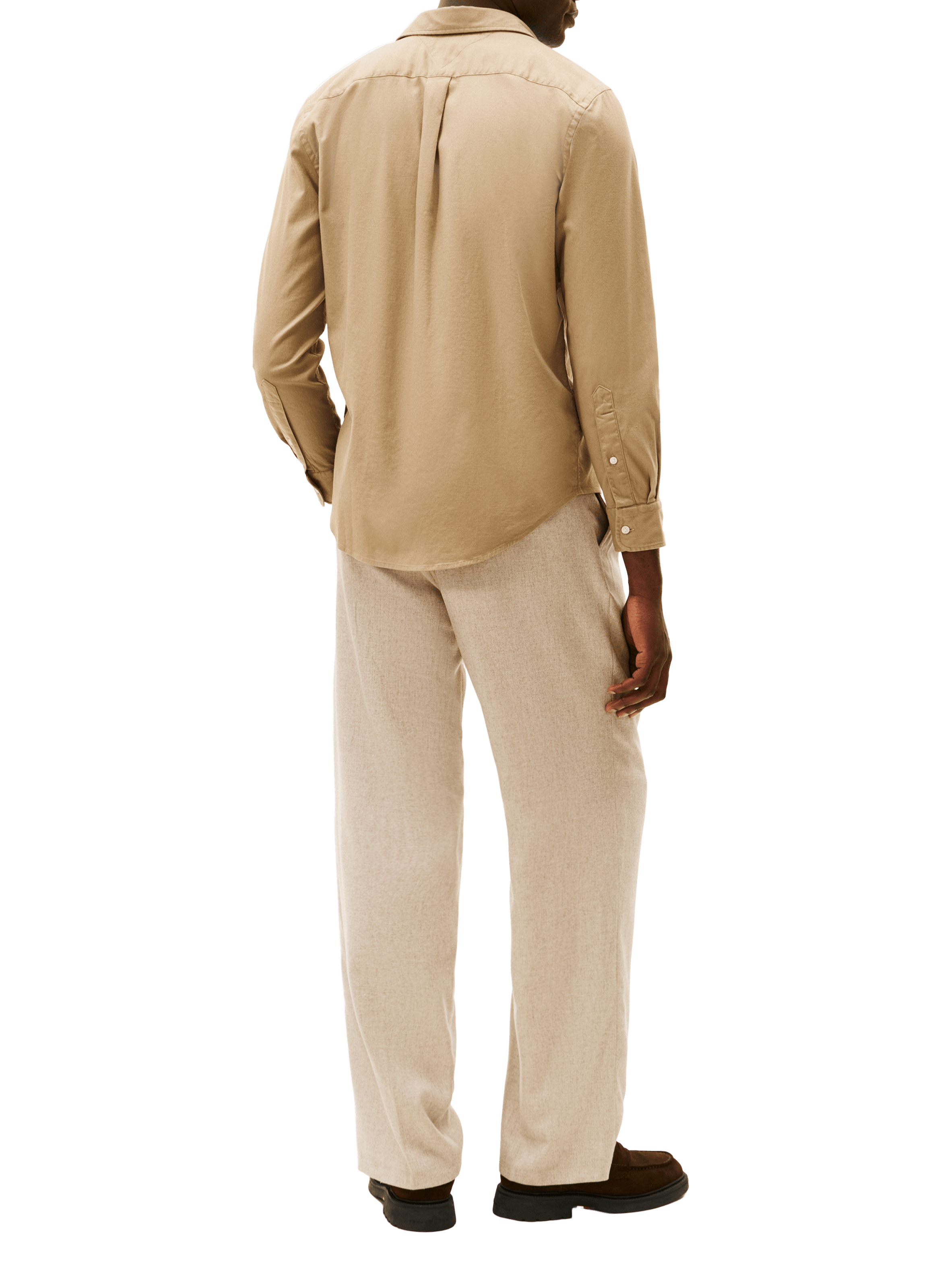 Shirt with American collar in blended cotton TOMMY HILFIGER Beige