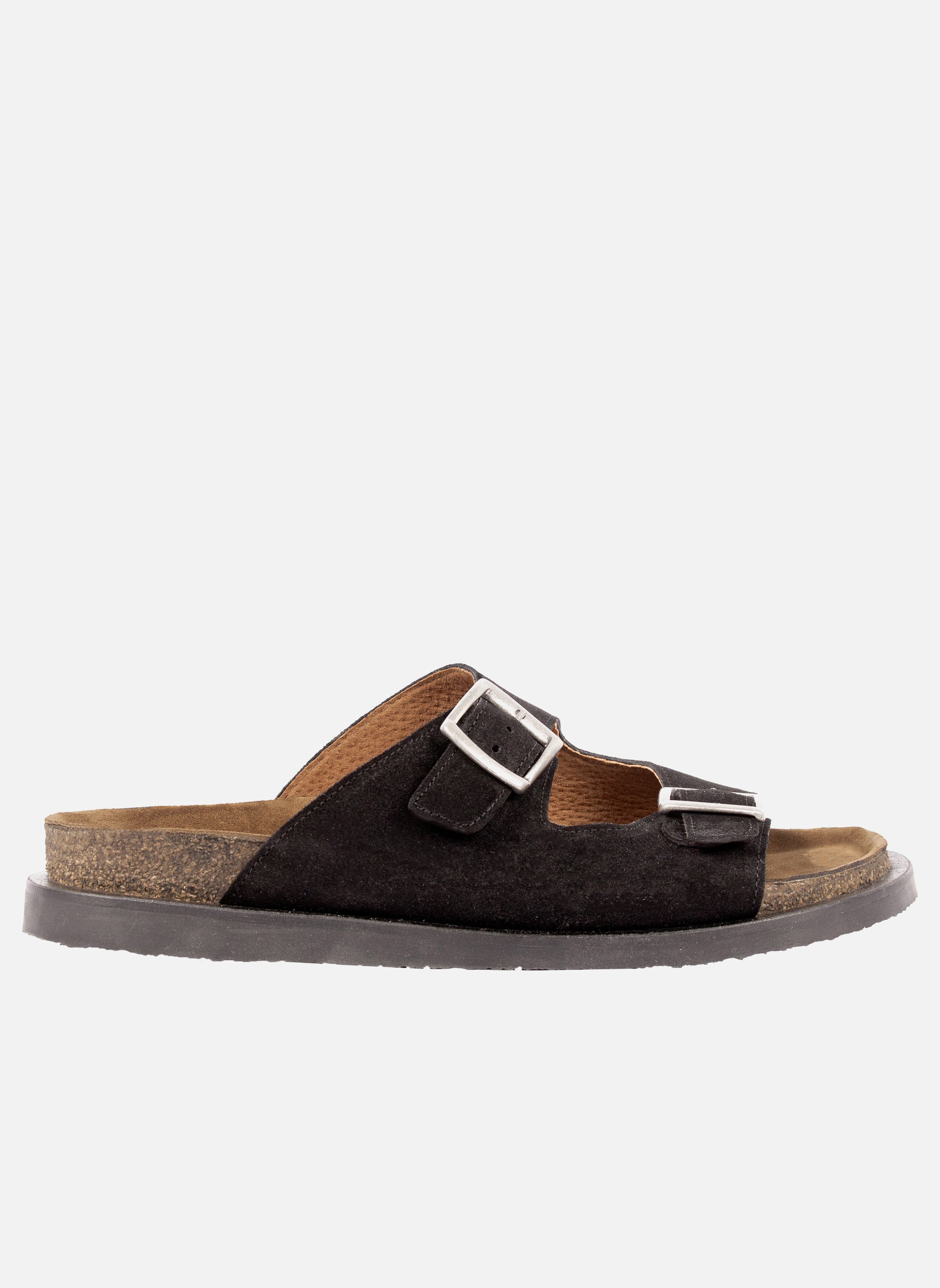 Mules liège cuir daim  Noir