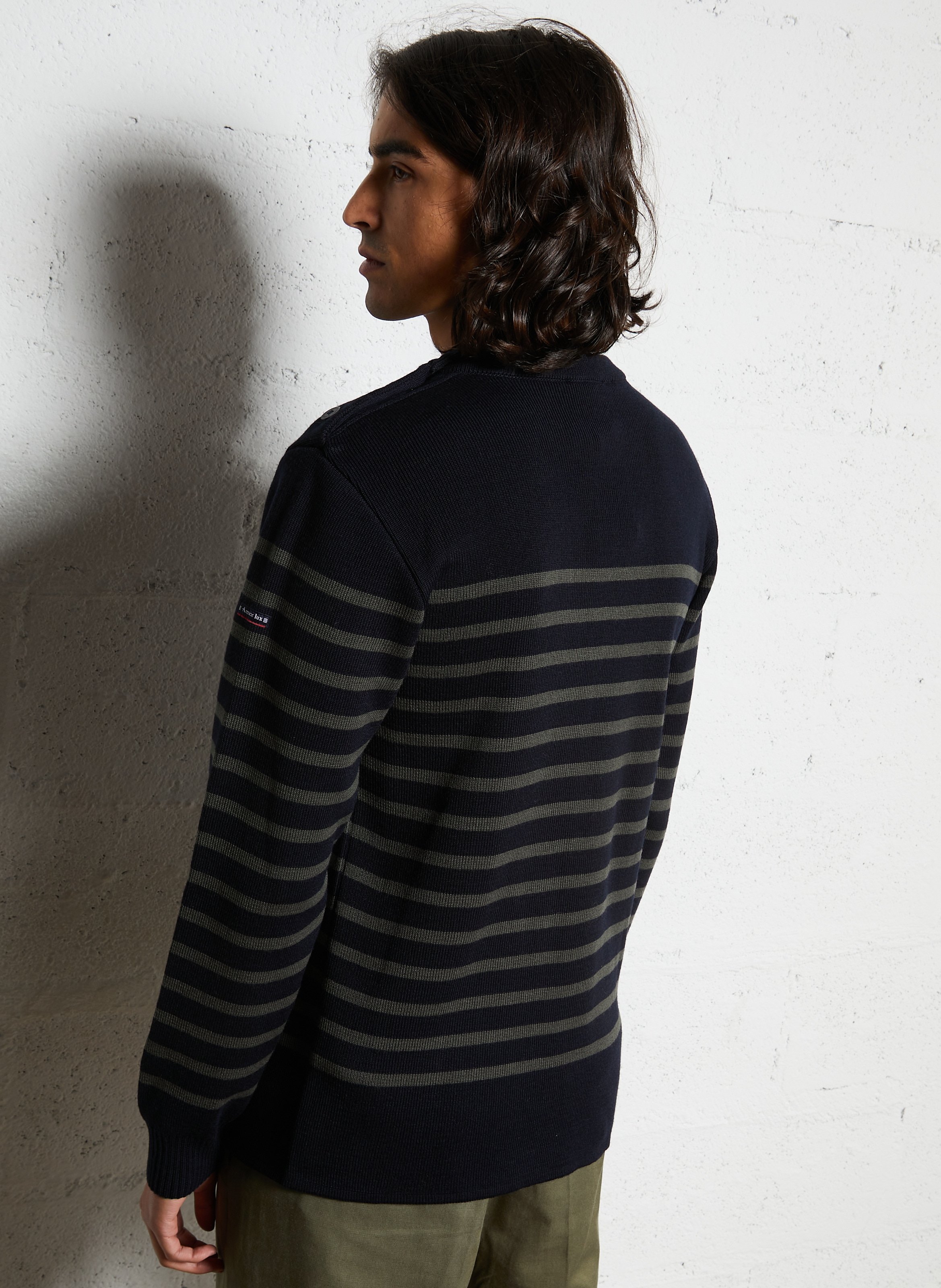 Pull col rond à rayures en laine mélangée ARMOR-LUX Bleu