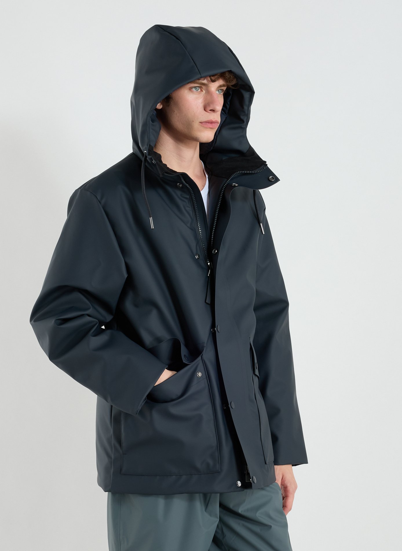 Straight hooded parka RAINS Blue