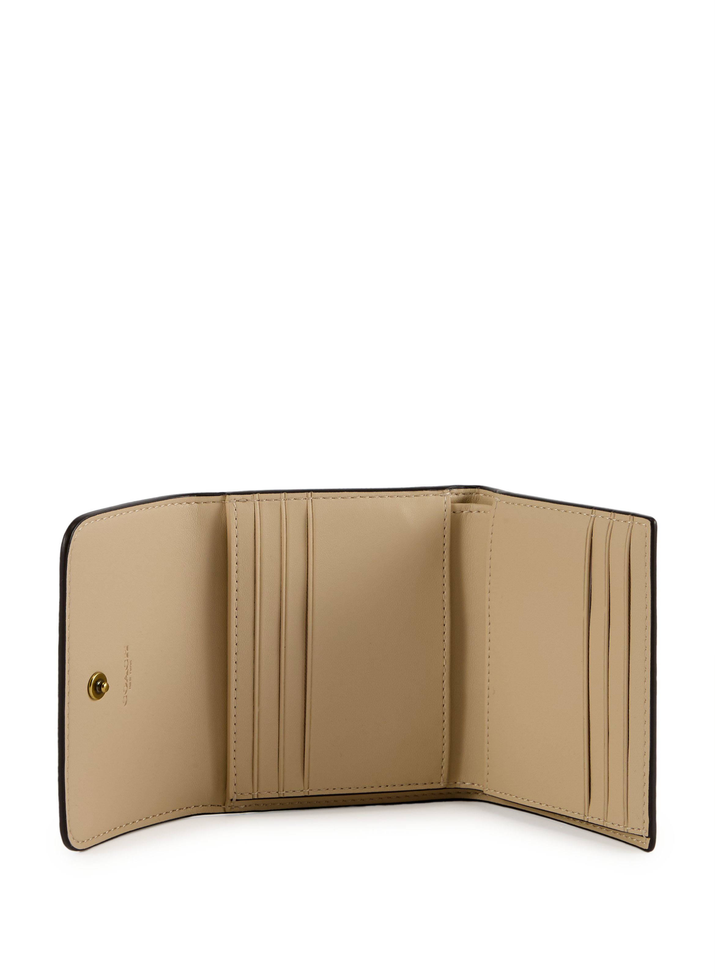 Portefeuille Mila en cuir COACH Beige