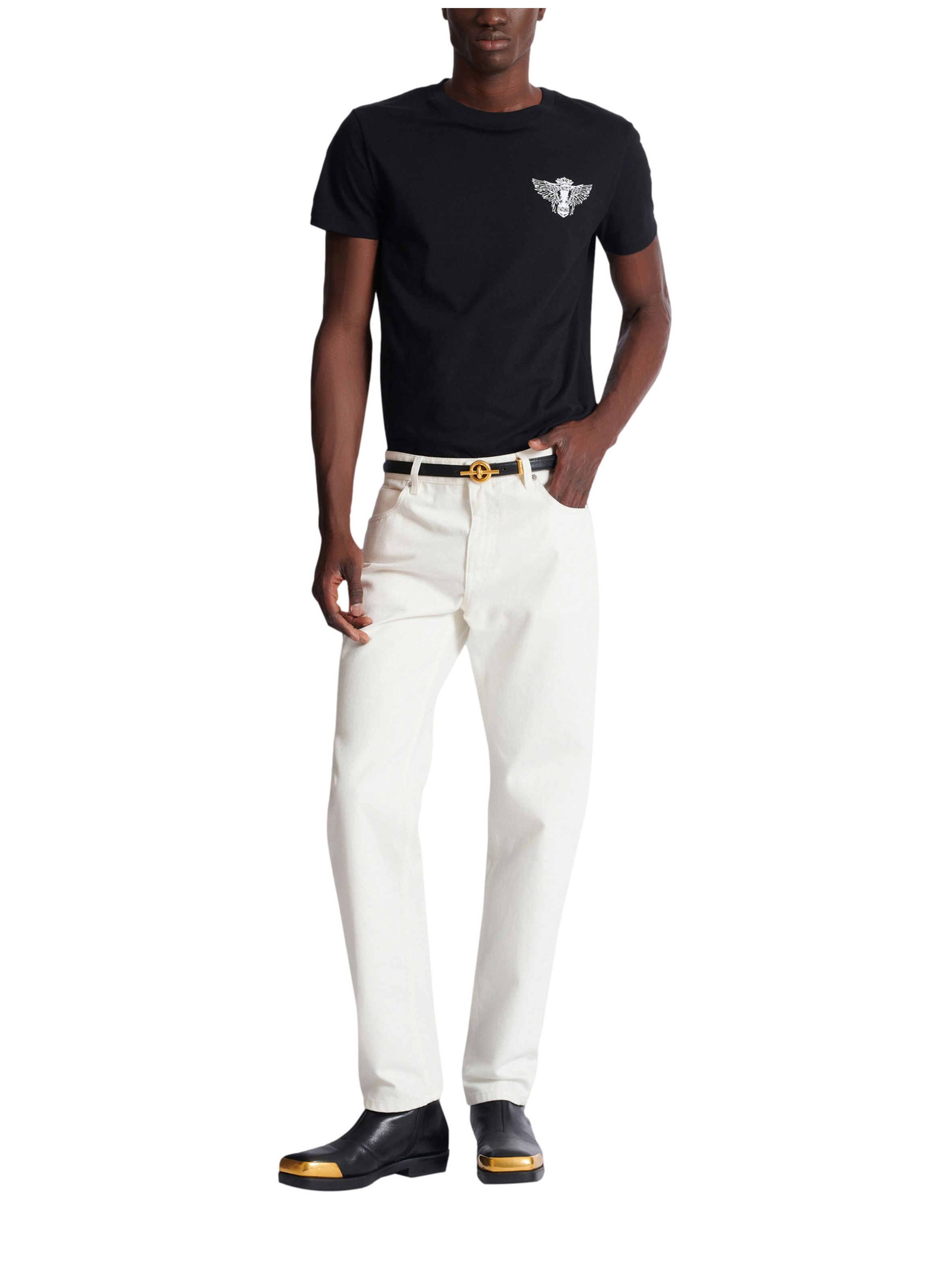Pantalon droit en denim blanc BALMAIN Blanc