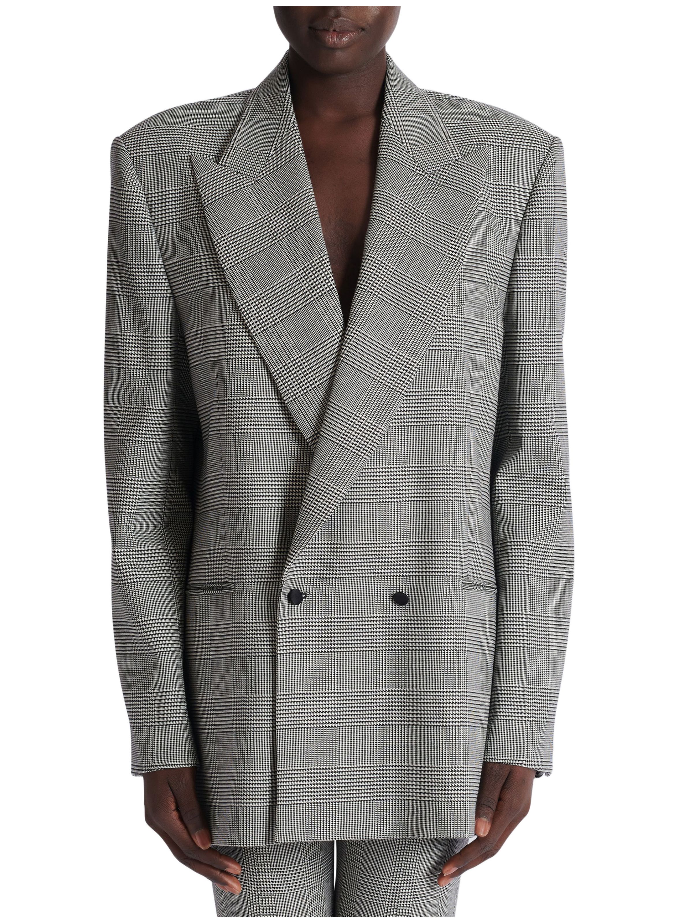 Veste ample en jacquard prince de galles BALMAIN Noir