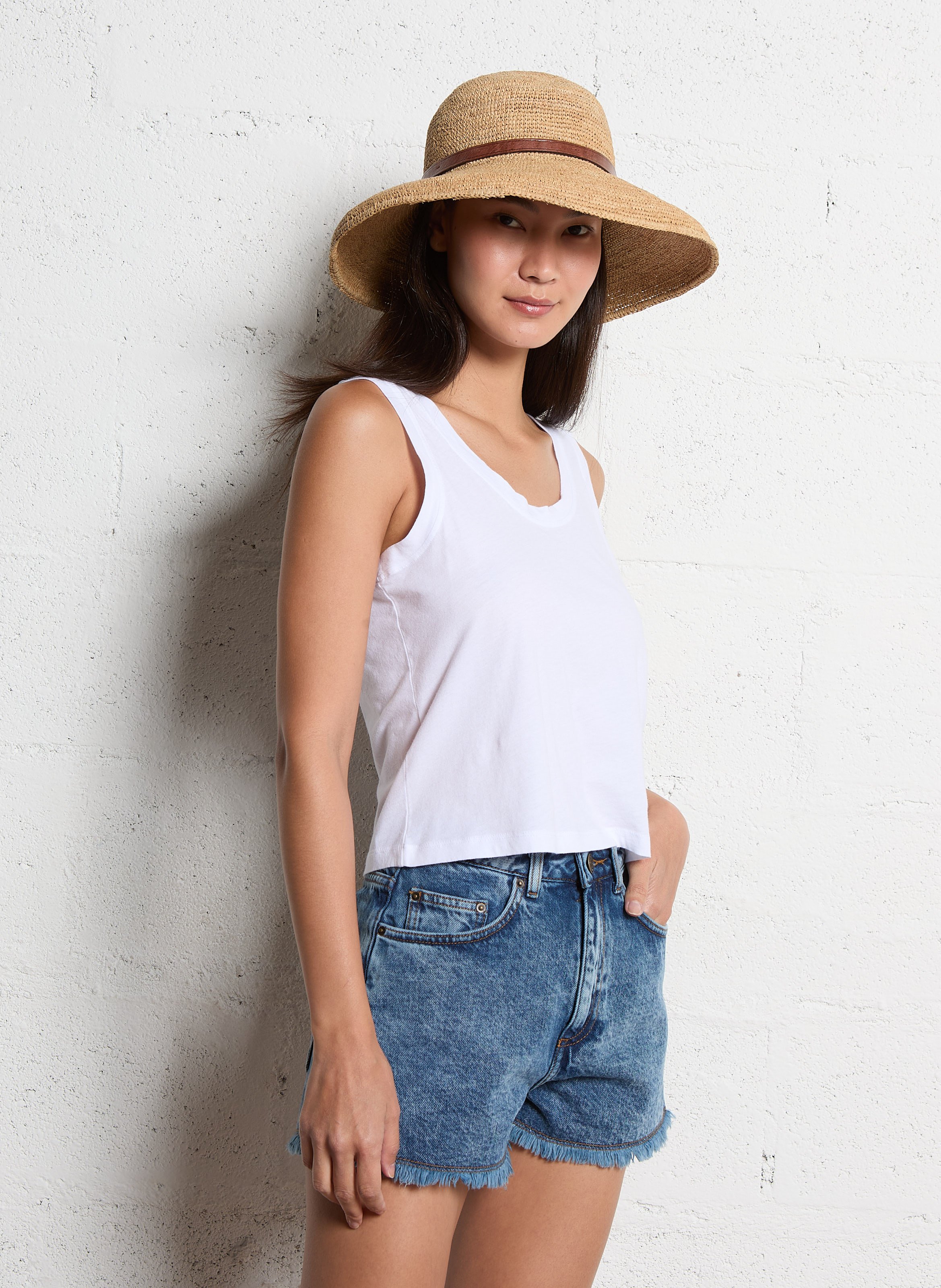 Débardeur droit en coton apoly AMERICAN VINTAGE Blanc