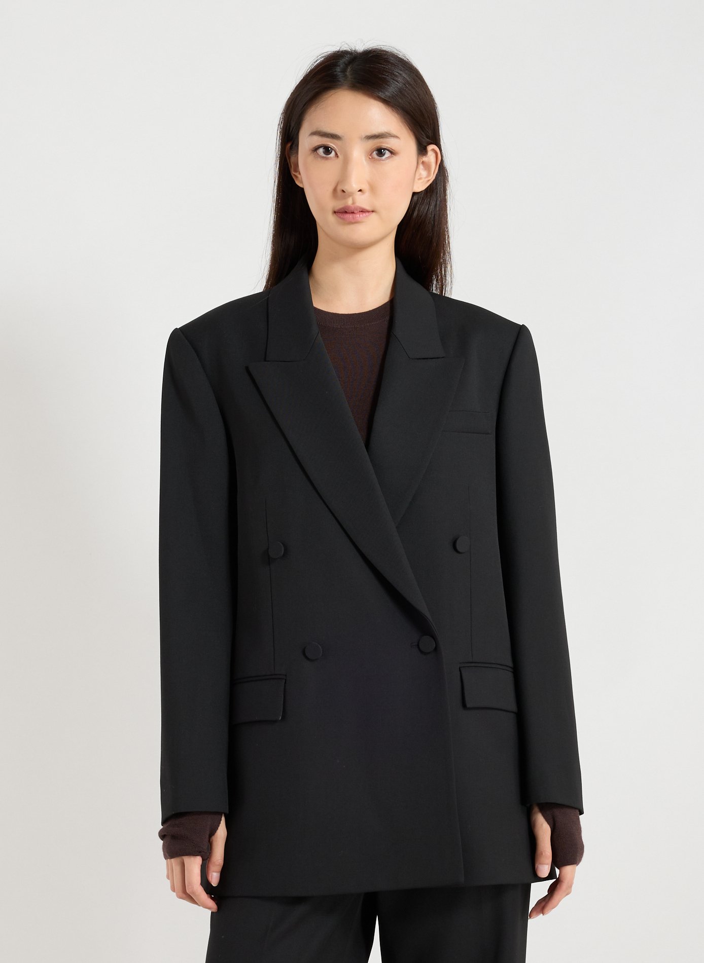R2W Veste large col tailleur en laine mélangée Noir