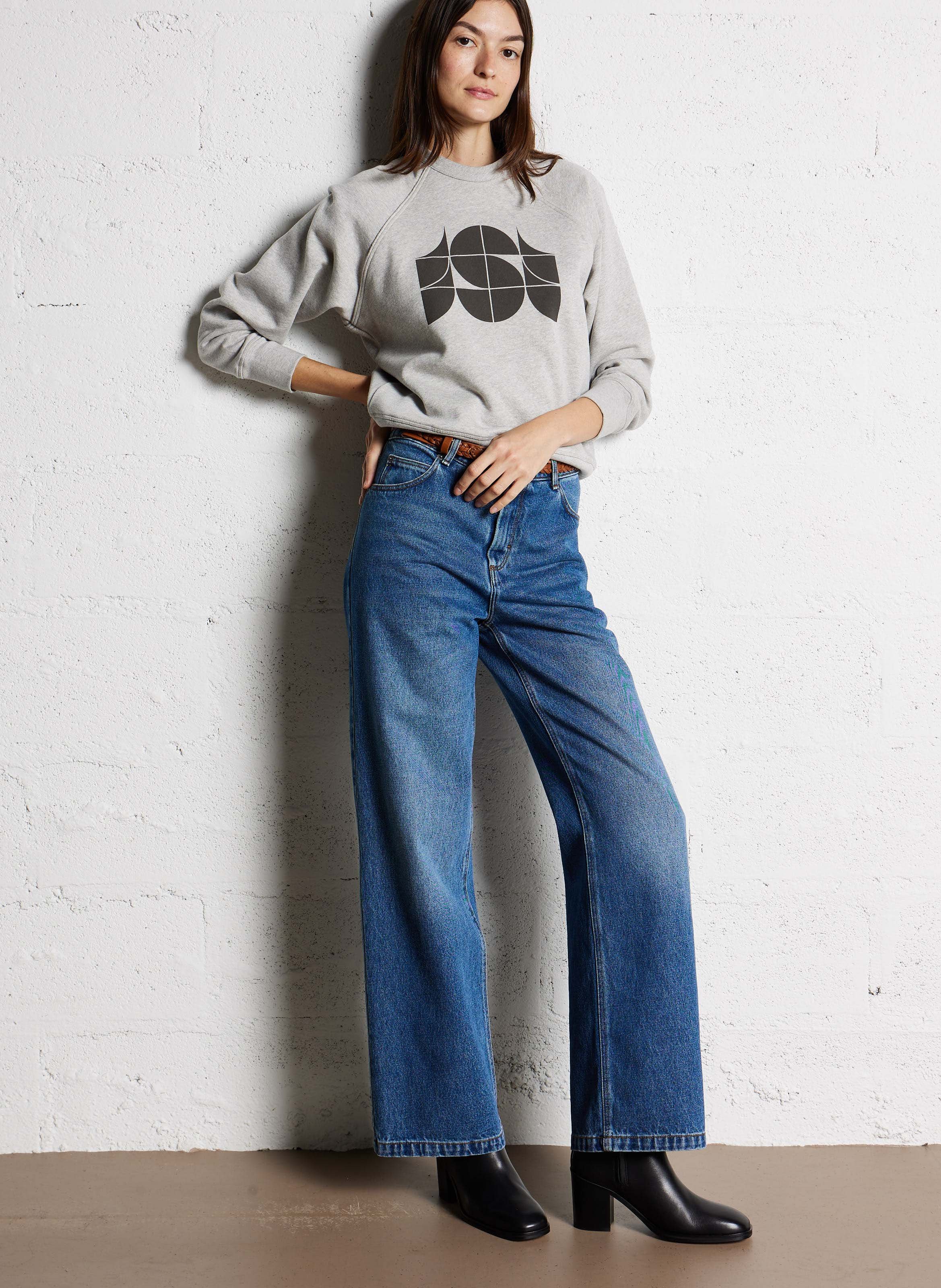 Sweat droit col rond en coton bio pascal SOEUR Gris