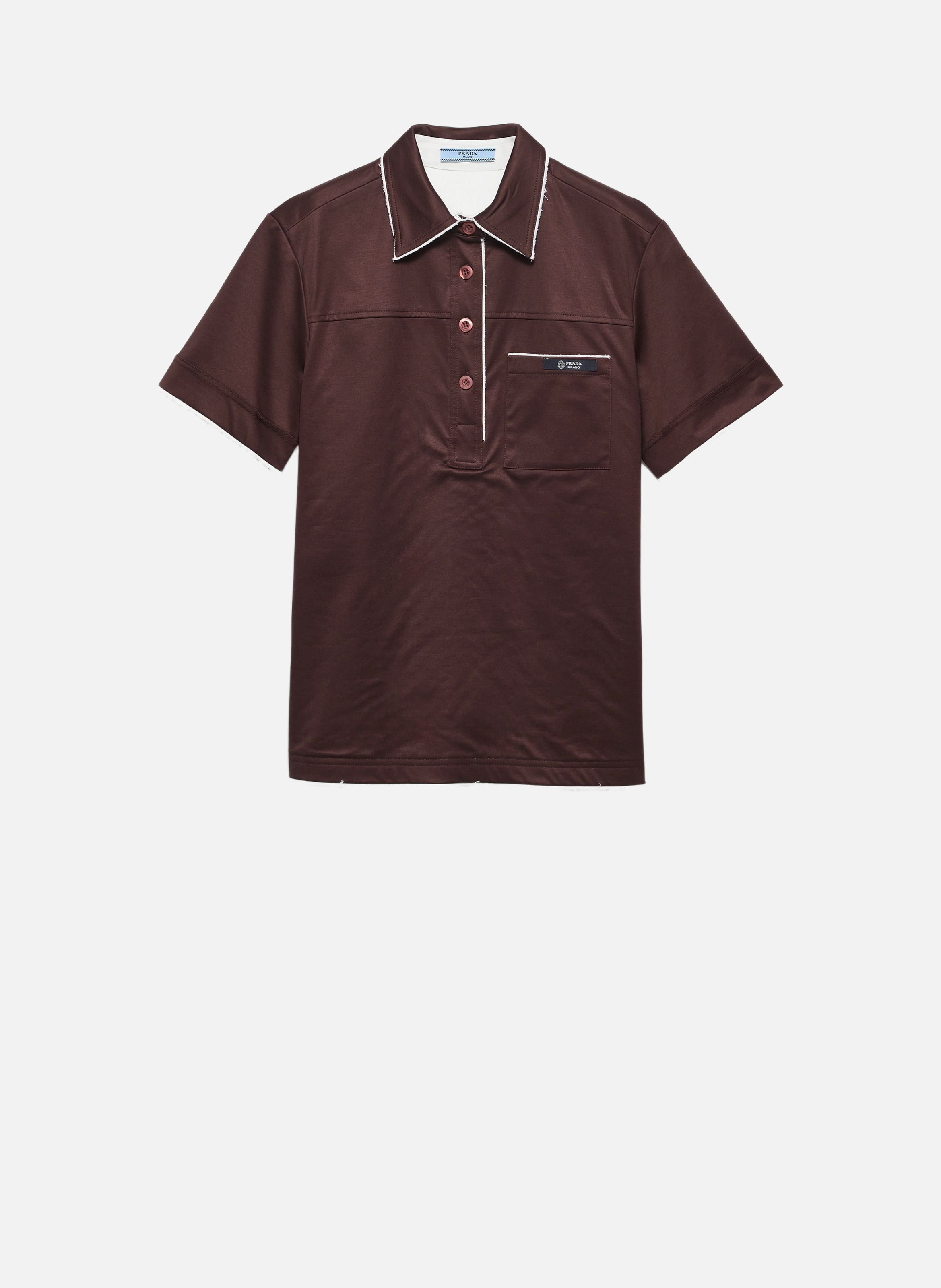 Polo en coton lisle PRADA Marron