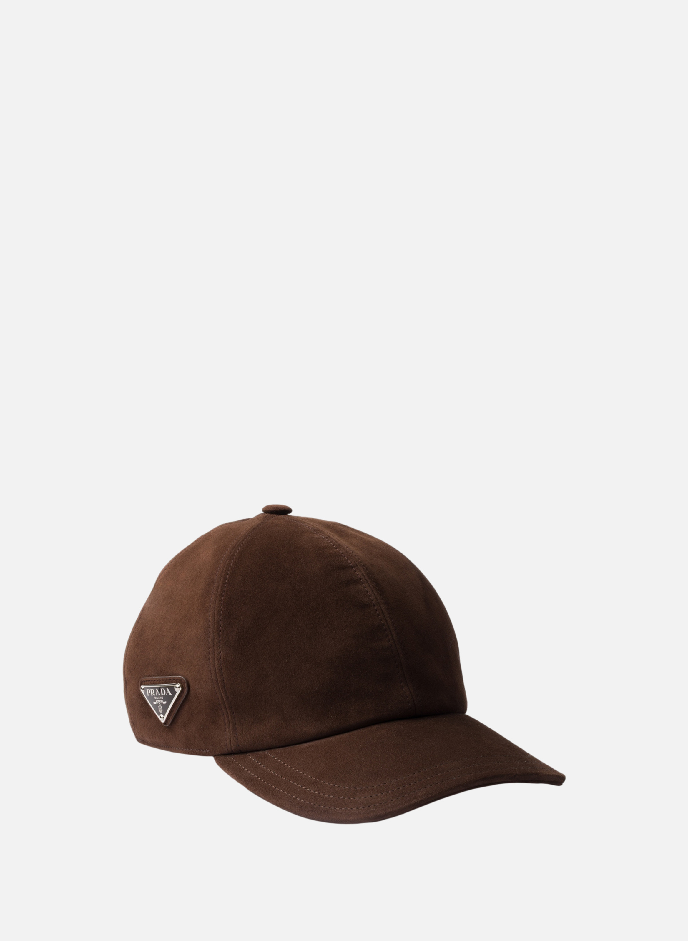 Casquette de base-ball en veau velours PRADA Marron