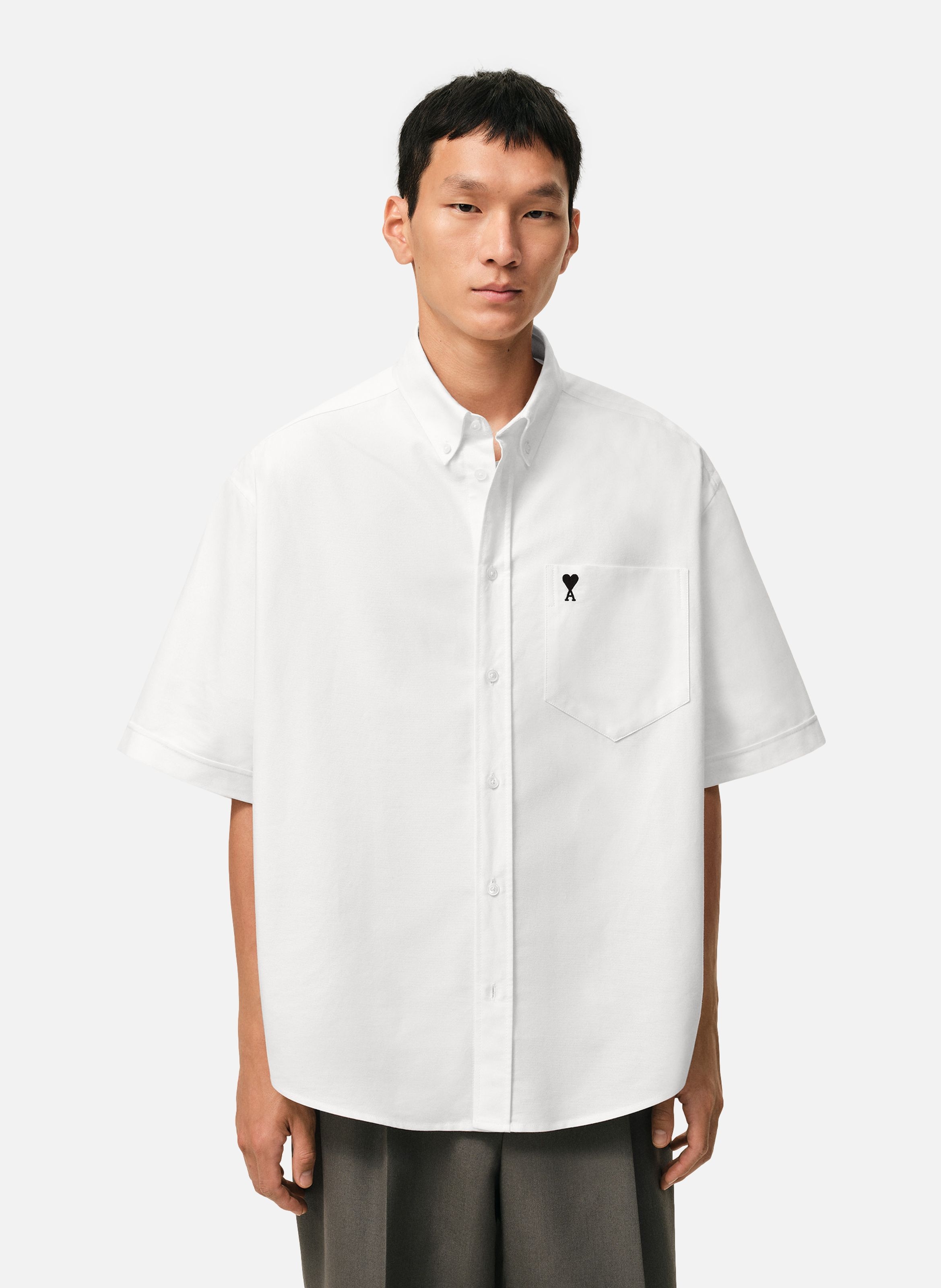 Chemise boxy ami de coeur en coton AMI PARIS Blanc