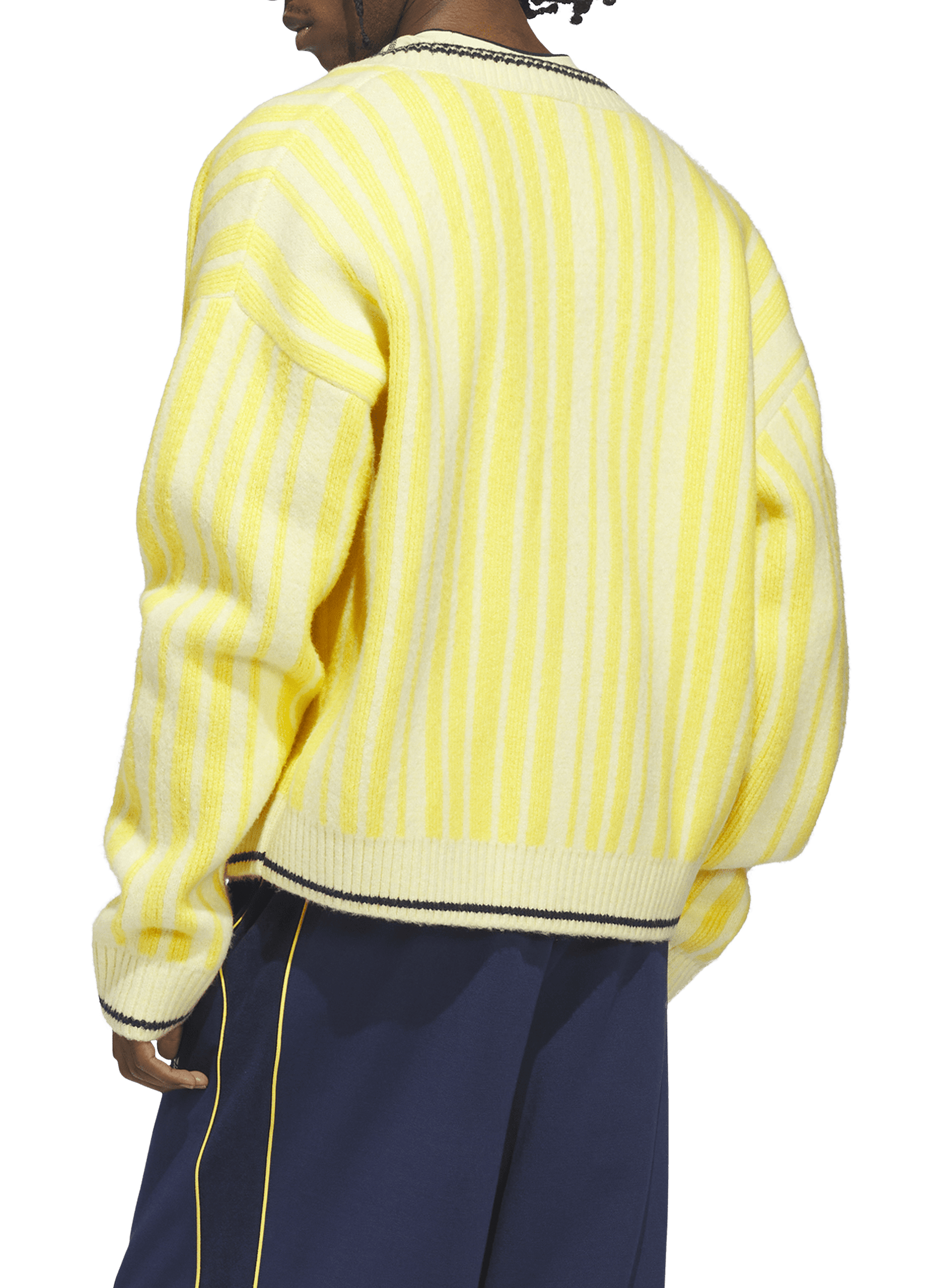 Striped cardigan in cotton and wool blend ADIDAS Yellow