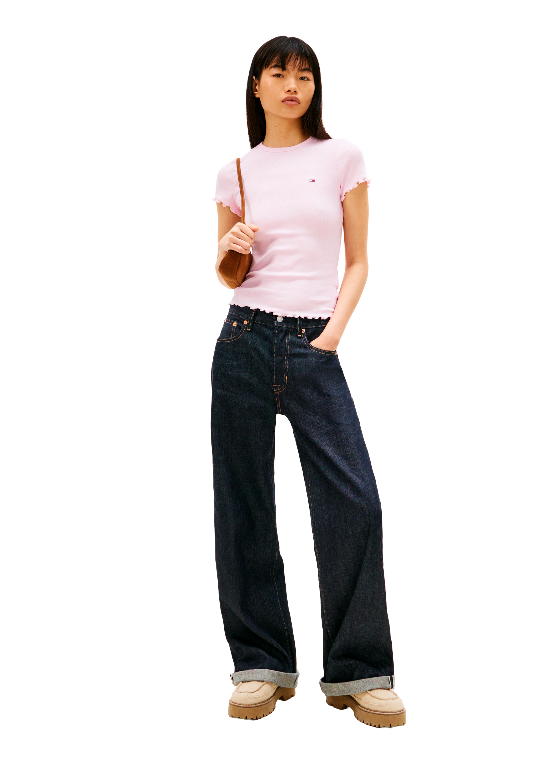 Straight fit blended cotton t-shirt TOMMY HILFIGER Pink