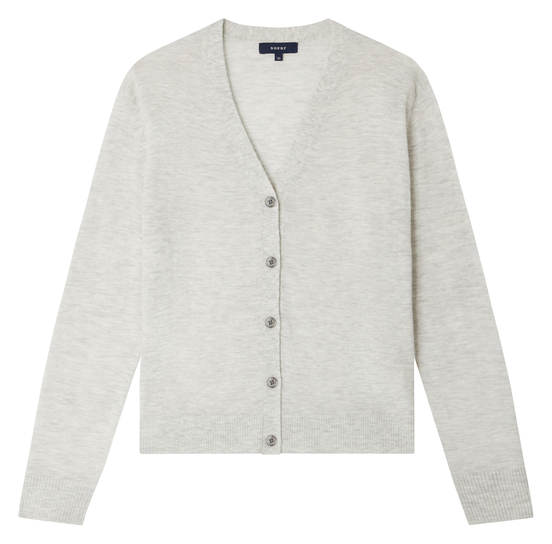 Gilet ample col V en maille mélangée Gianna SOEUR Gris