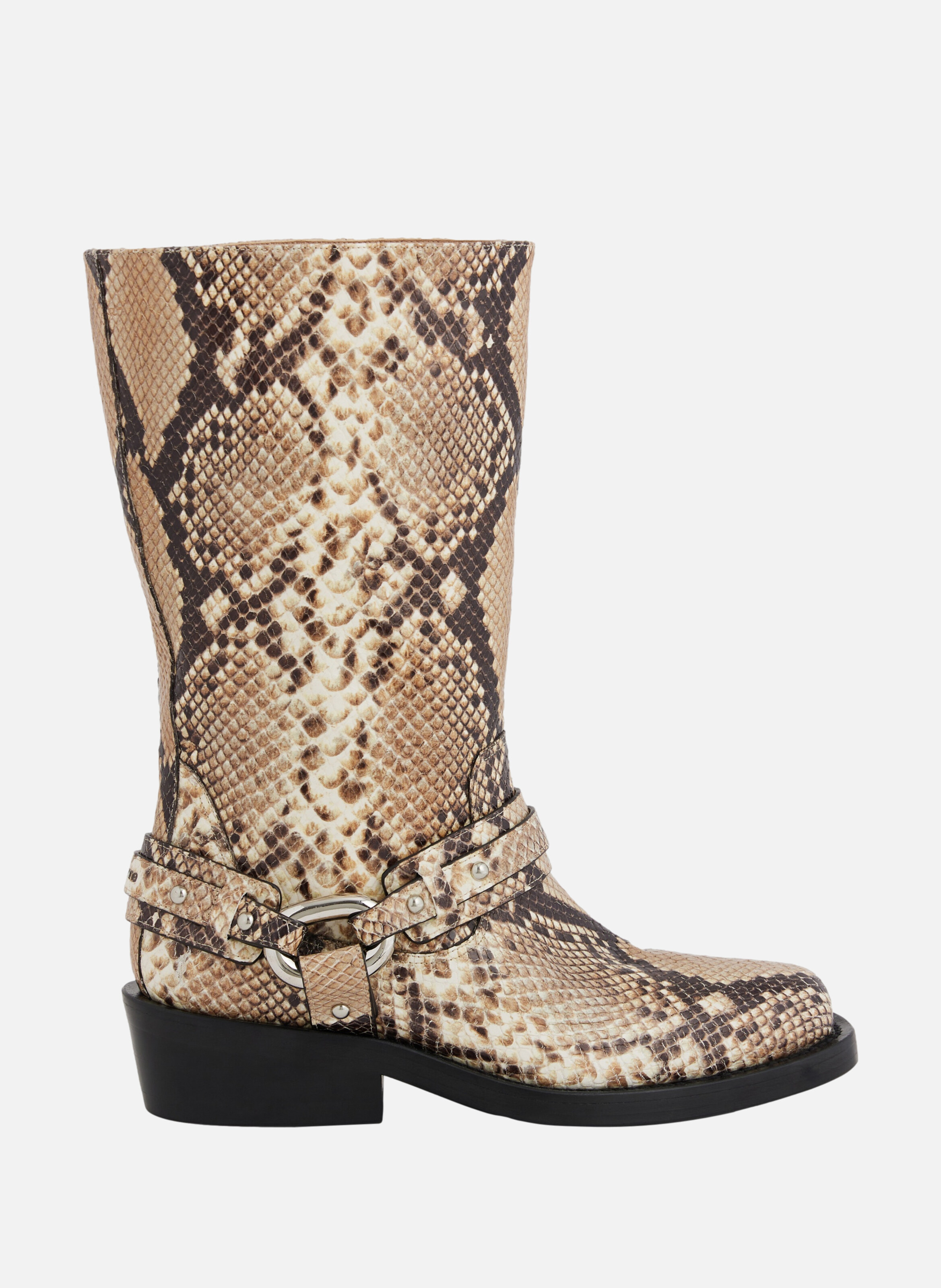 Bottes biker en cuir RABANNE Beige