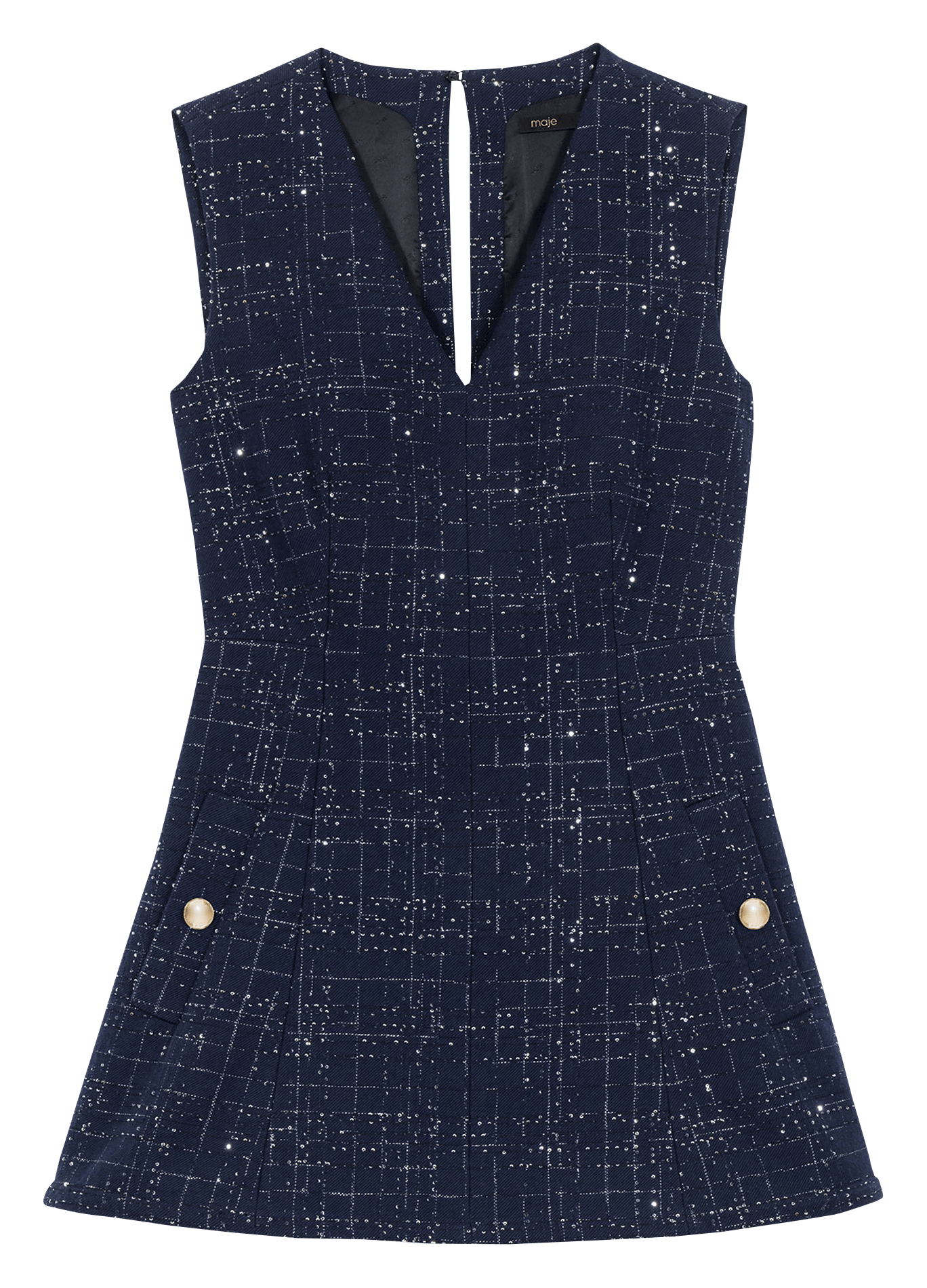 Combinaison col v en tweed MAJE Bleu