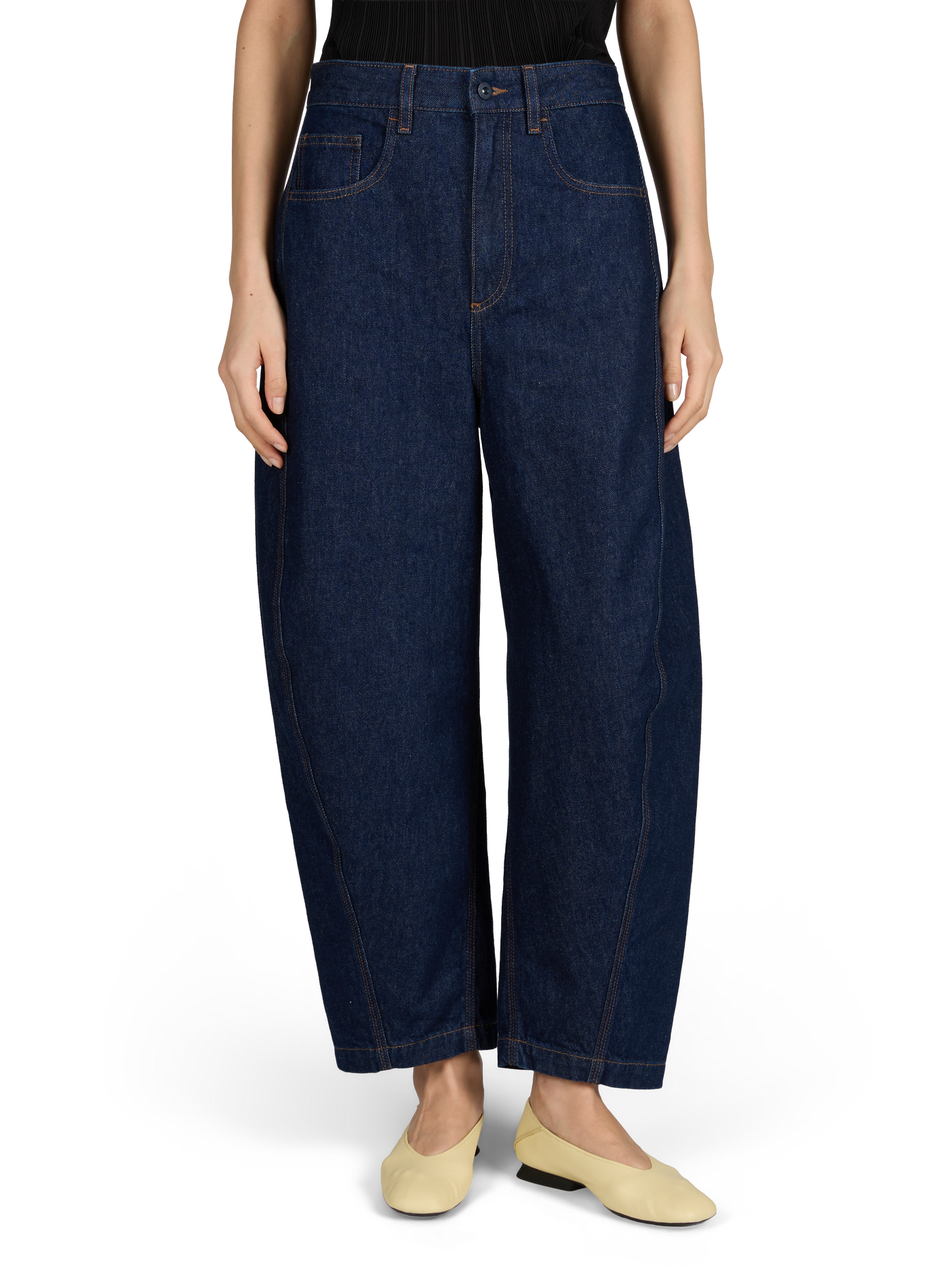 Jean boule taille haute en coton ADOLFO DOMINGUEZ Bleu