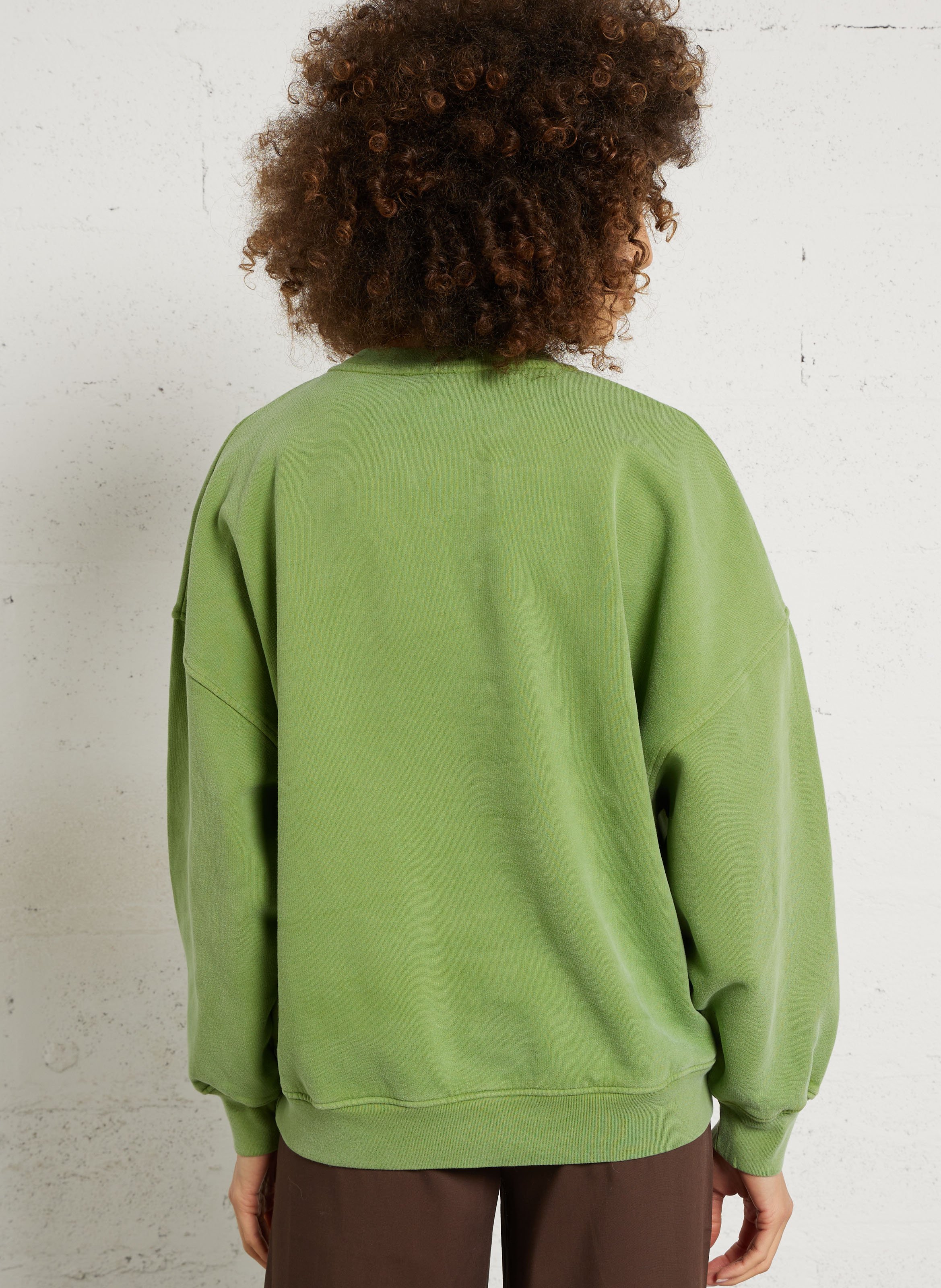 Sweat ample col rond sérigraphié en coton plizzy AMERICAN VINTAGE Vert