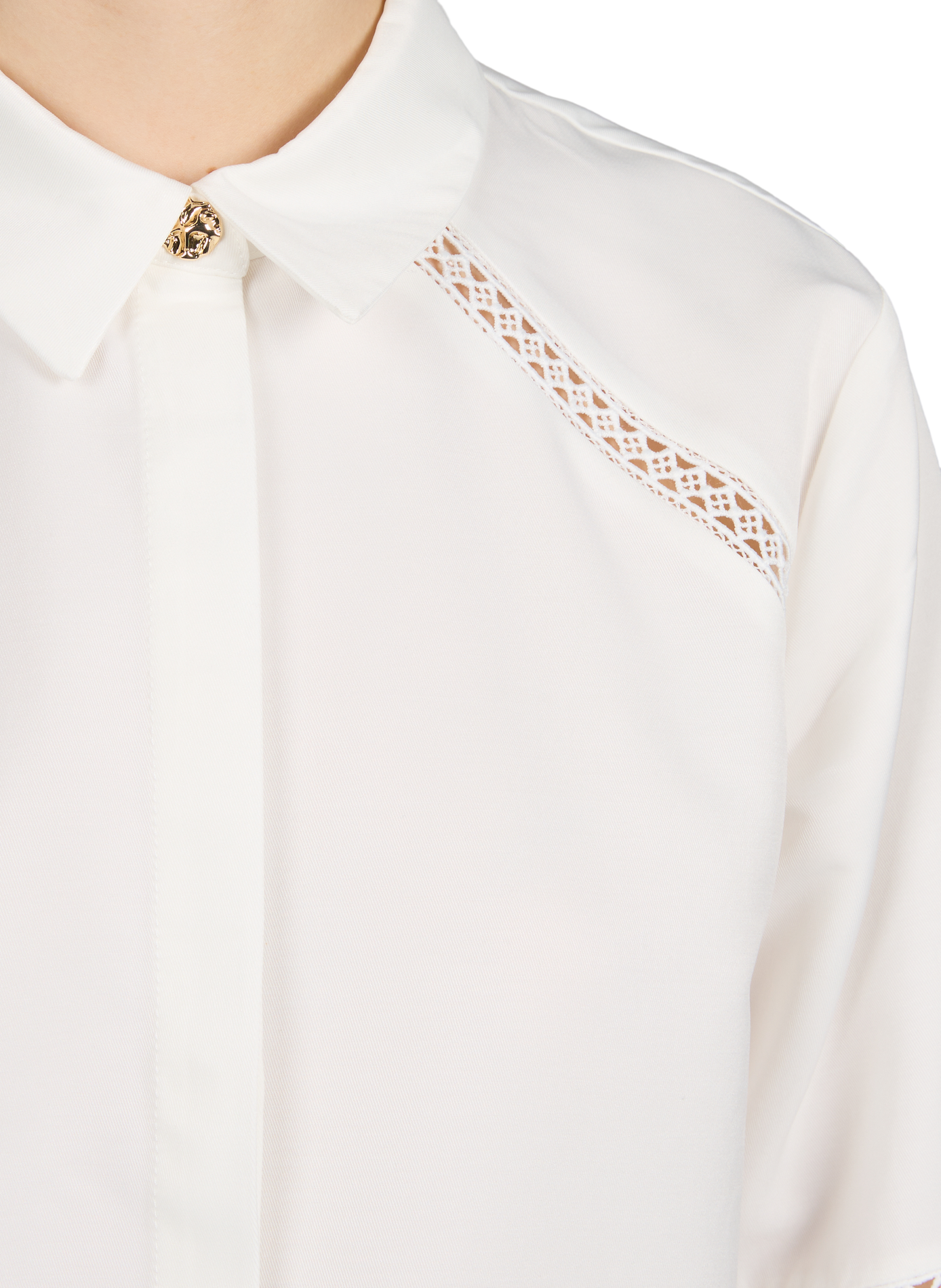 Vigry straight blouse with embroidery VILA Beige