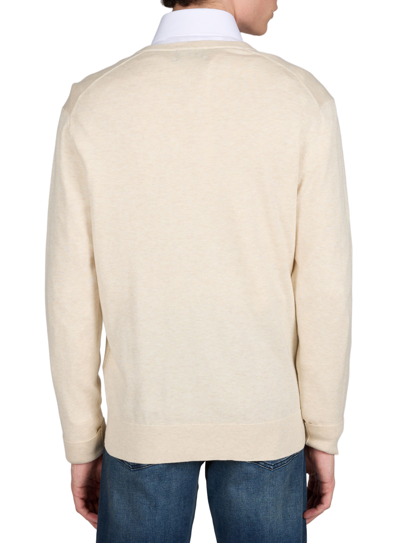 V-neck cotton and silk sweater HACKETT Beige
