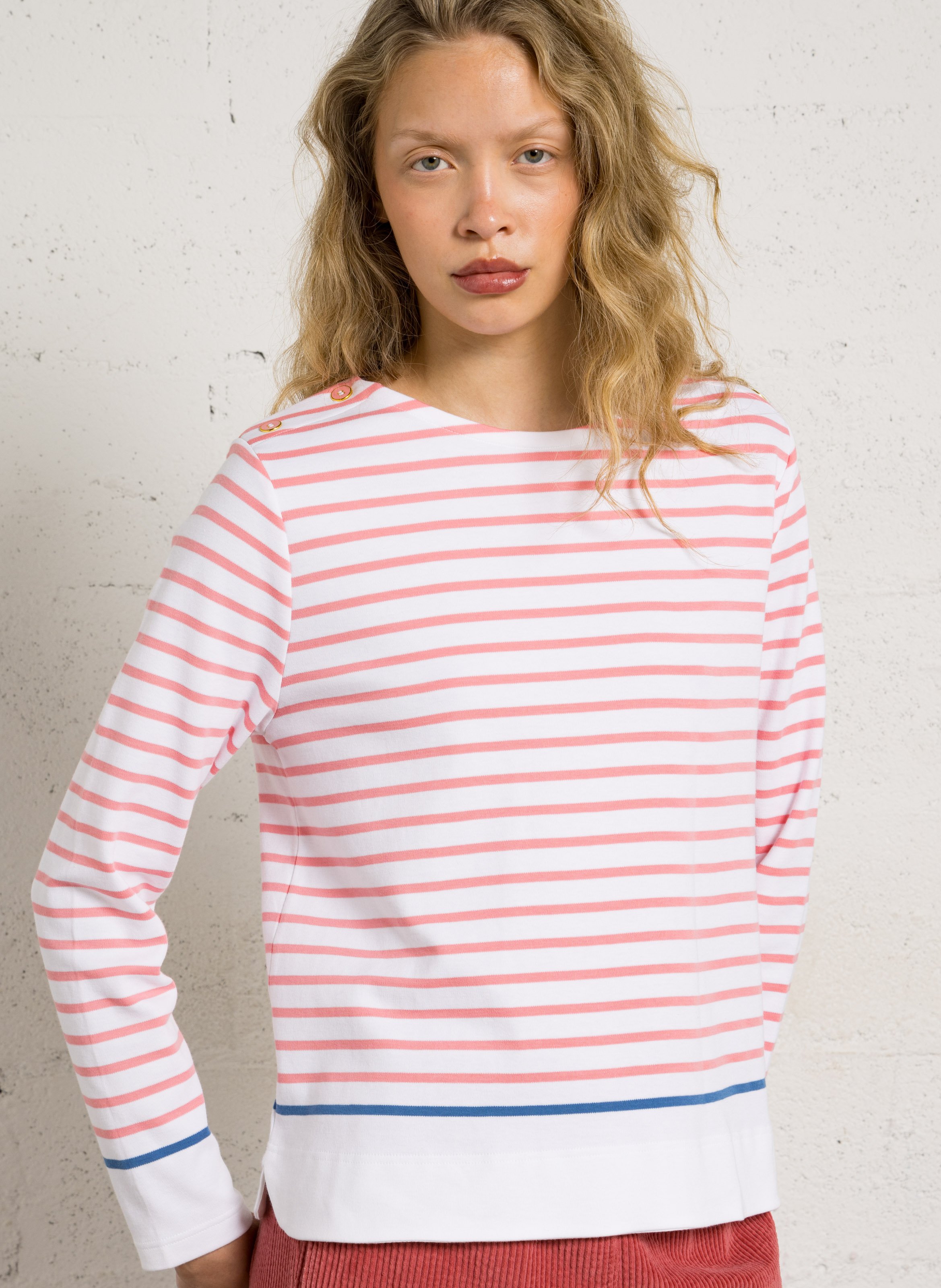 Top manches longues marinière en coton ARMOR-LUX Blanc