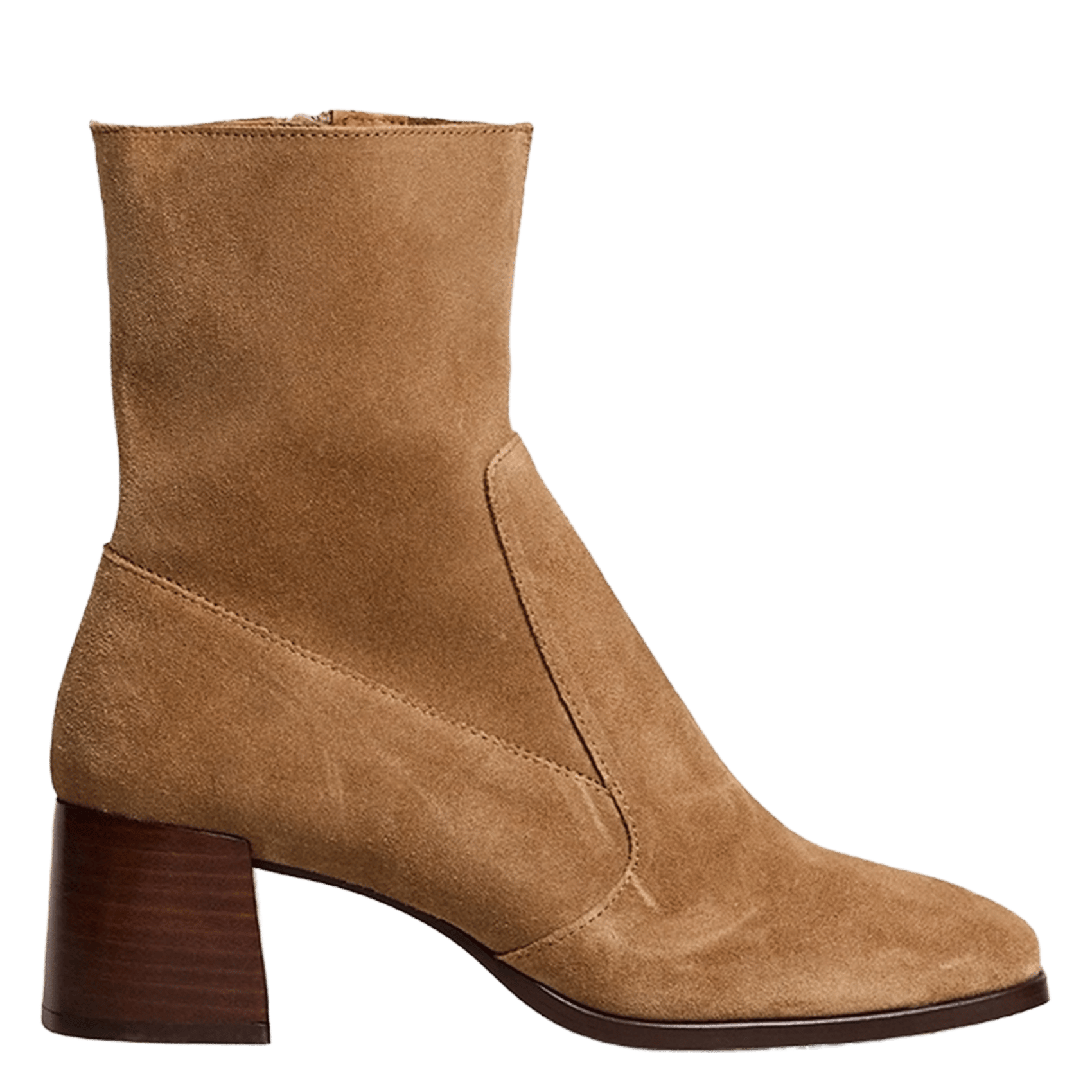 Bottines à talons en cuir velours argentat JONAK Beige