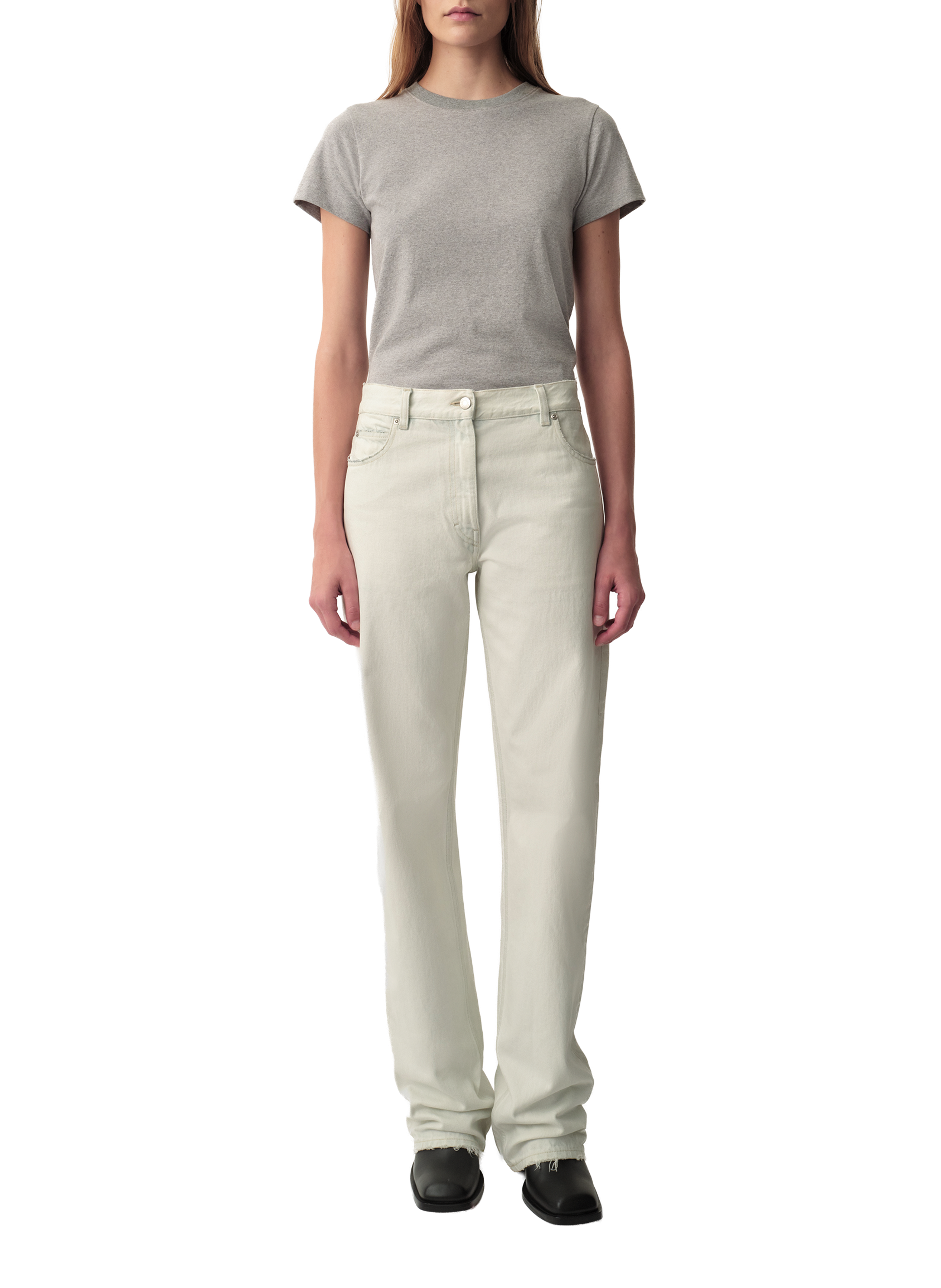 Jean droit en coton Calvin Klein Collection Blanc