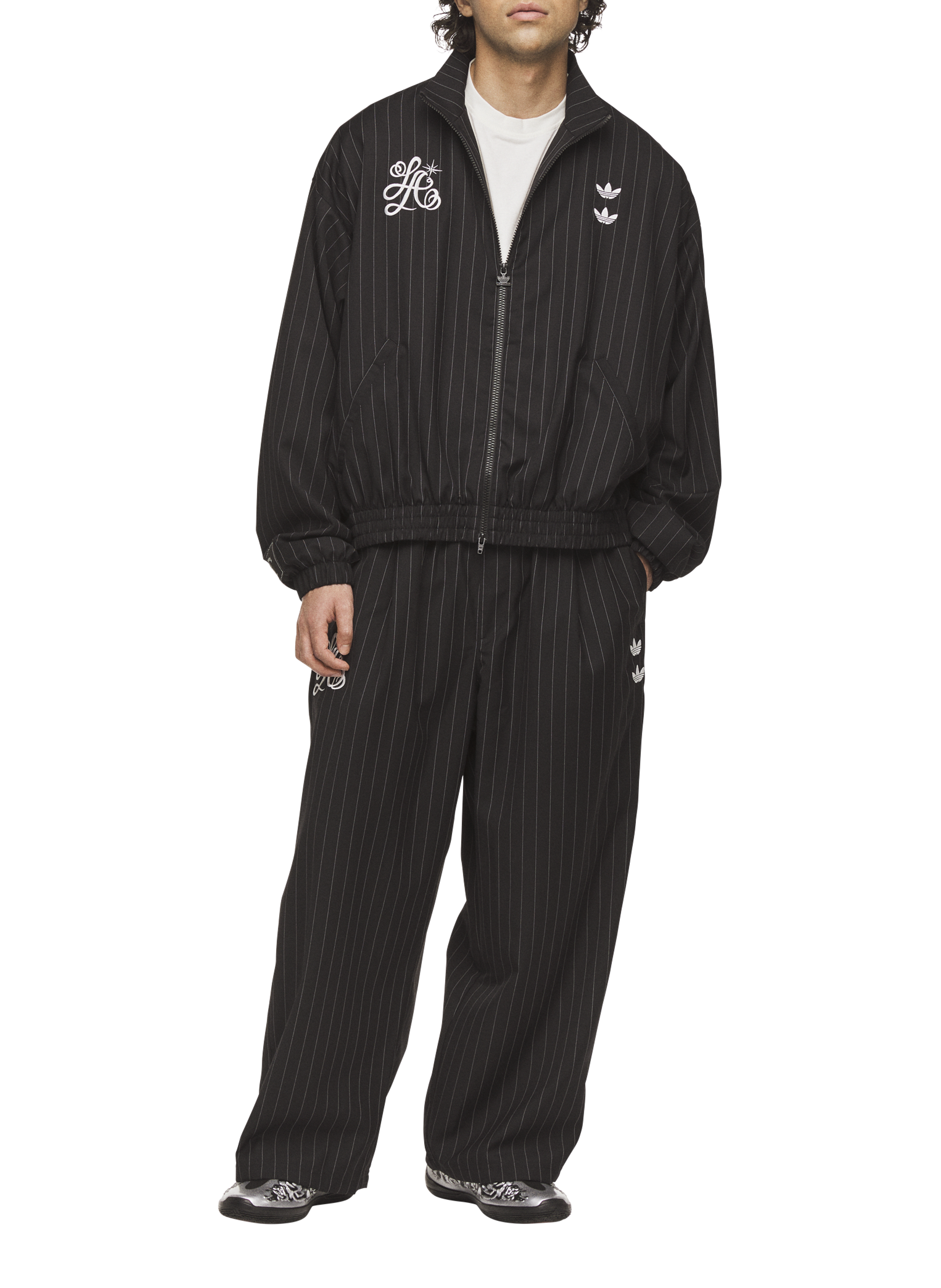 Oversized Striped Merino Wool Blend Jacket ADIDAS Grey