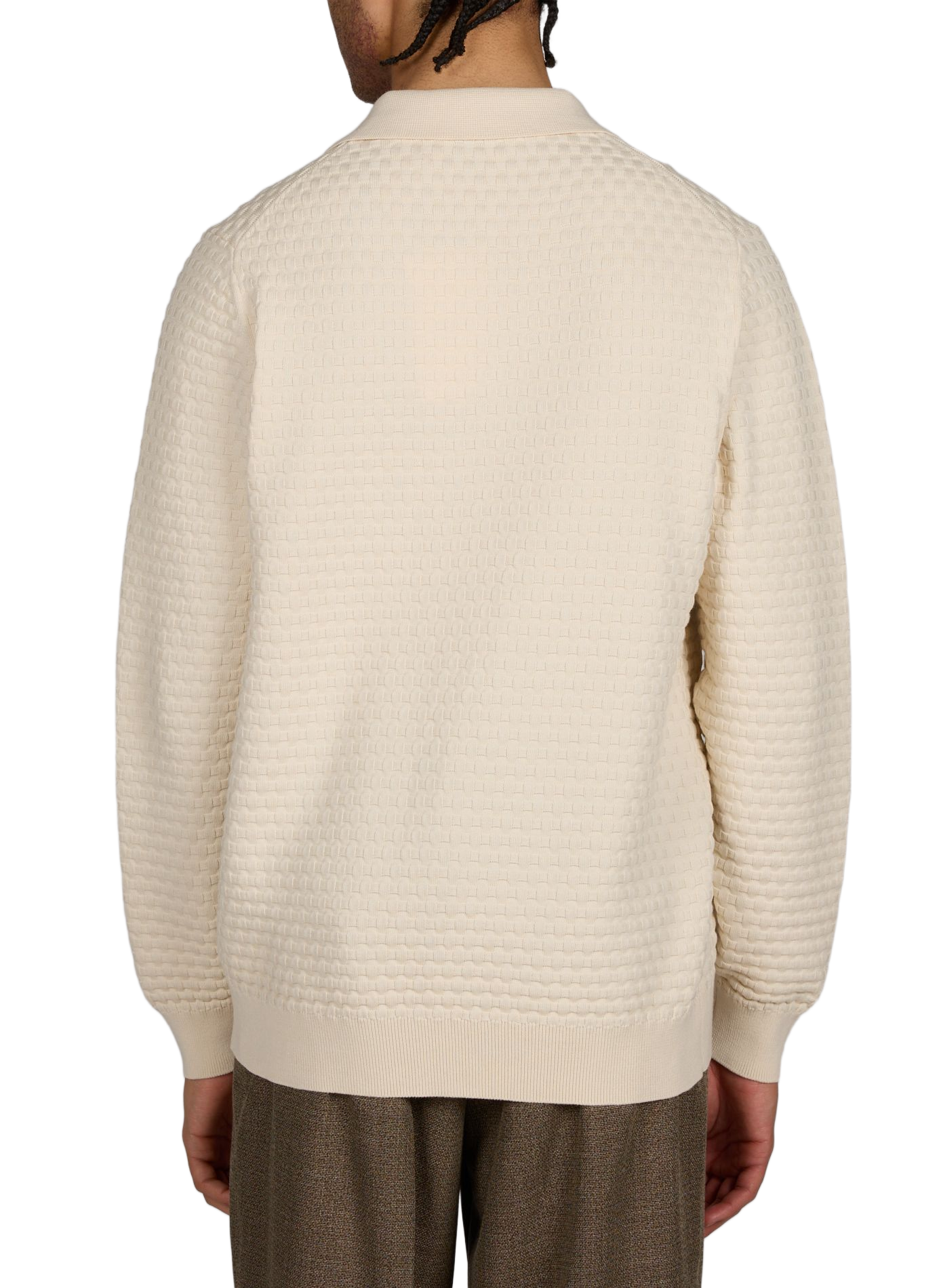 Polo manches longues texturé en coton LES DEUX Beige