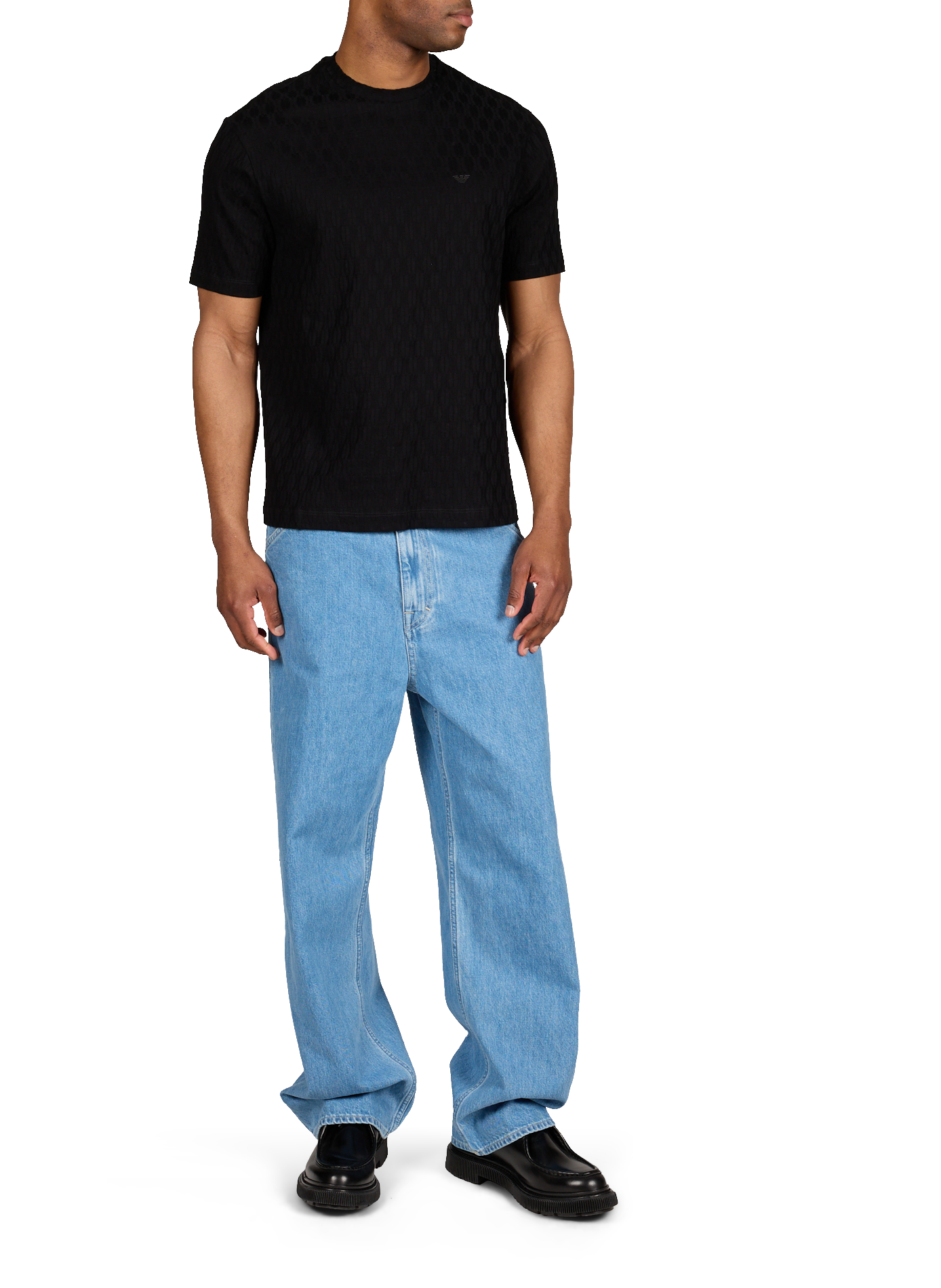 T-shirt à motif en coton EMPORIO ARMANI Noir