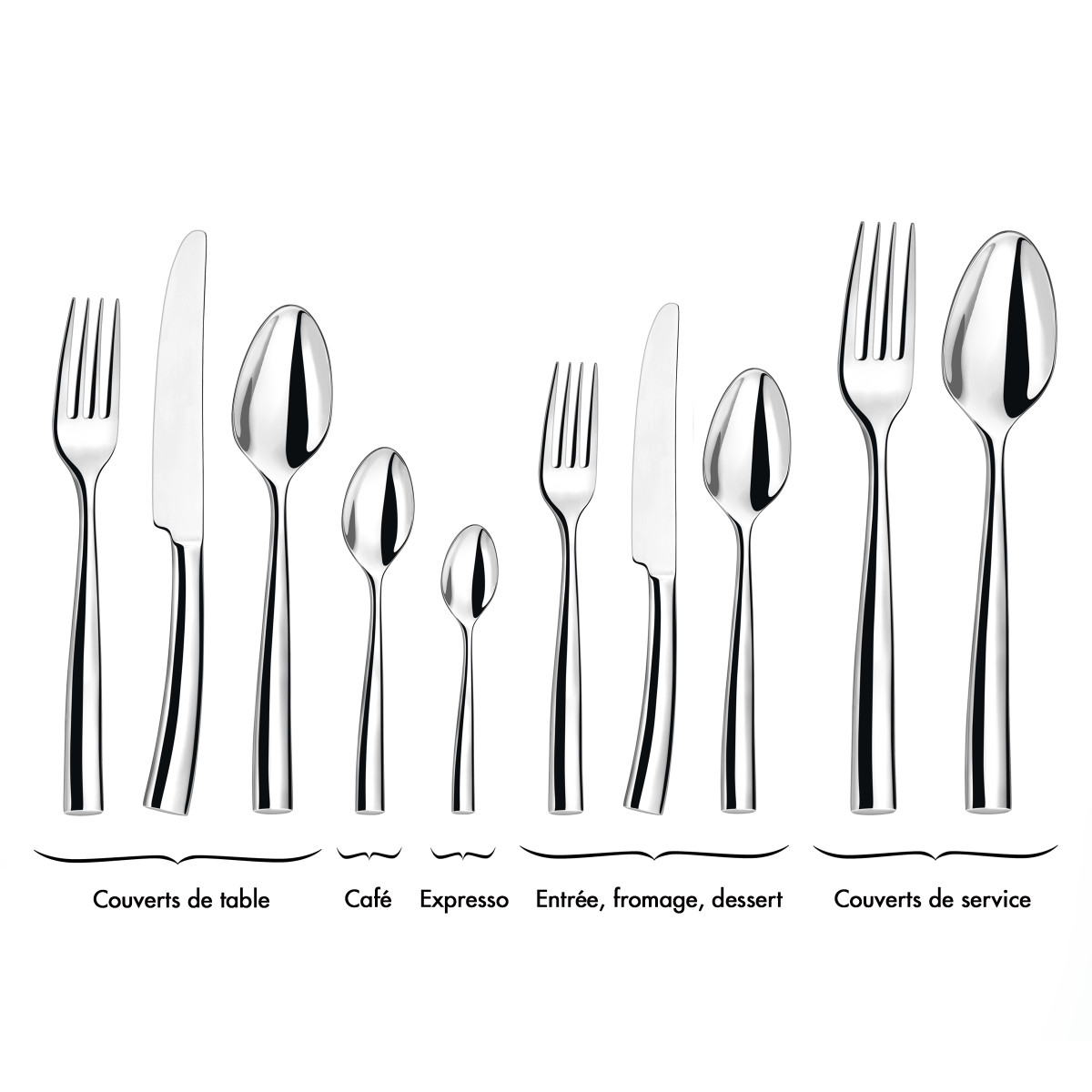 Silhouette - 2 couverts de service COUZON Argent