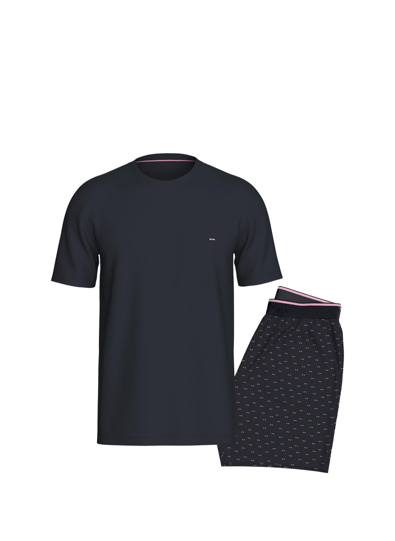 Pyjama court en coton à micromotifs EDEN PARK Bleu